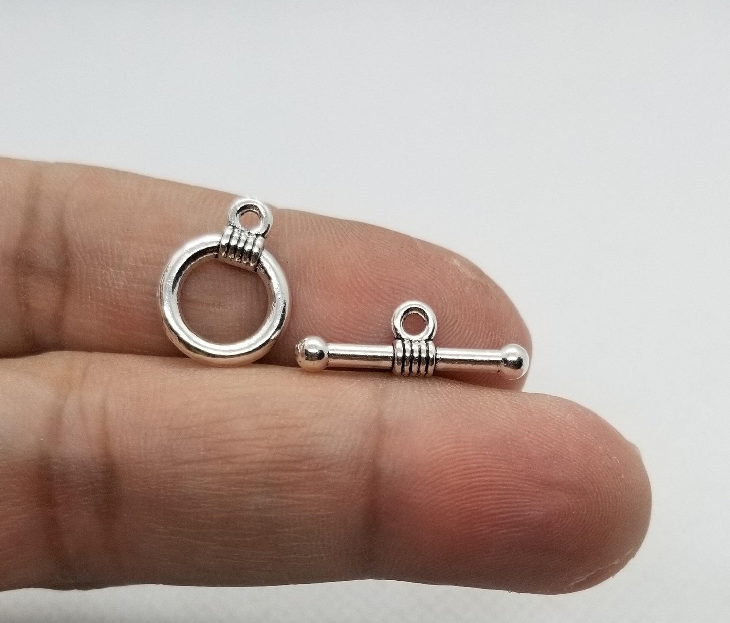 5 sets Round Toggle Clasps, Silver or Gold tone, Jump Rings Optional, Lead, Nickel, Cadmium Free, Ring 11x15mm, Bar 20mm long, hole 2mm