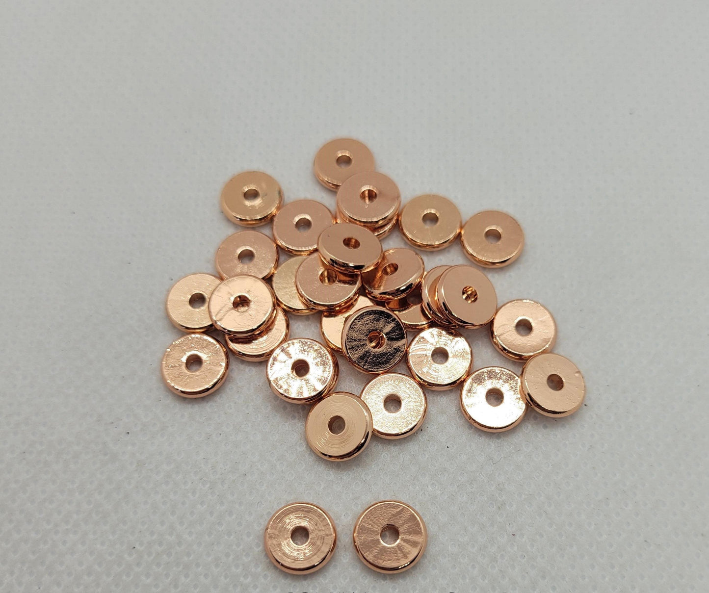 10 pieces Rose Gold Heishi Disc, Brass Alloy Spacer Beads, Rose Gold, 8x1.5mm, Hole 2mm