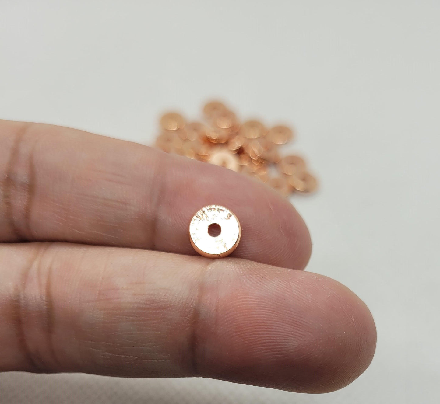 10 pieces Rose Gold Heishi Disc, Brass Alloy Spacer Beads, Rose Gold, 8x1.5mm, Hole 2mm