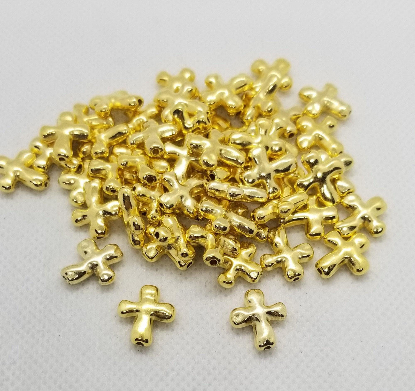 5 pcs Golden Cross Spacer Bead, Tibetan Style Alloy, Lead, Nickel, Cadmium Free, Golden colour, 14x12.5x4mm, Hole 1mm