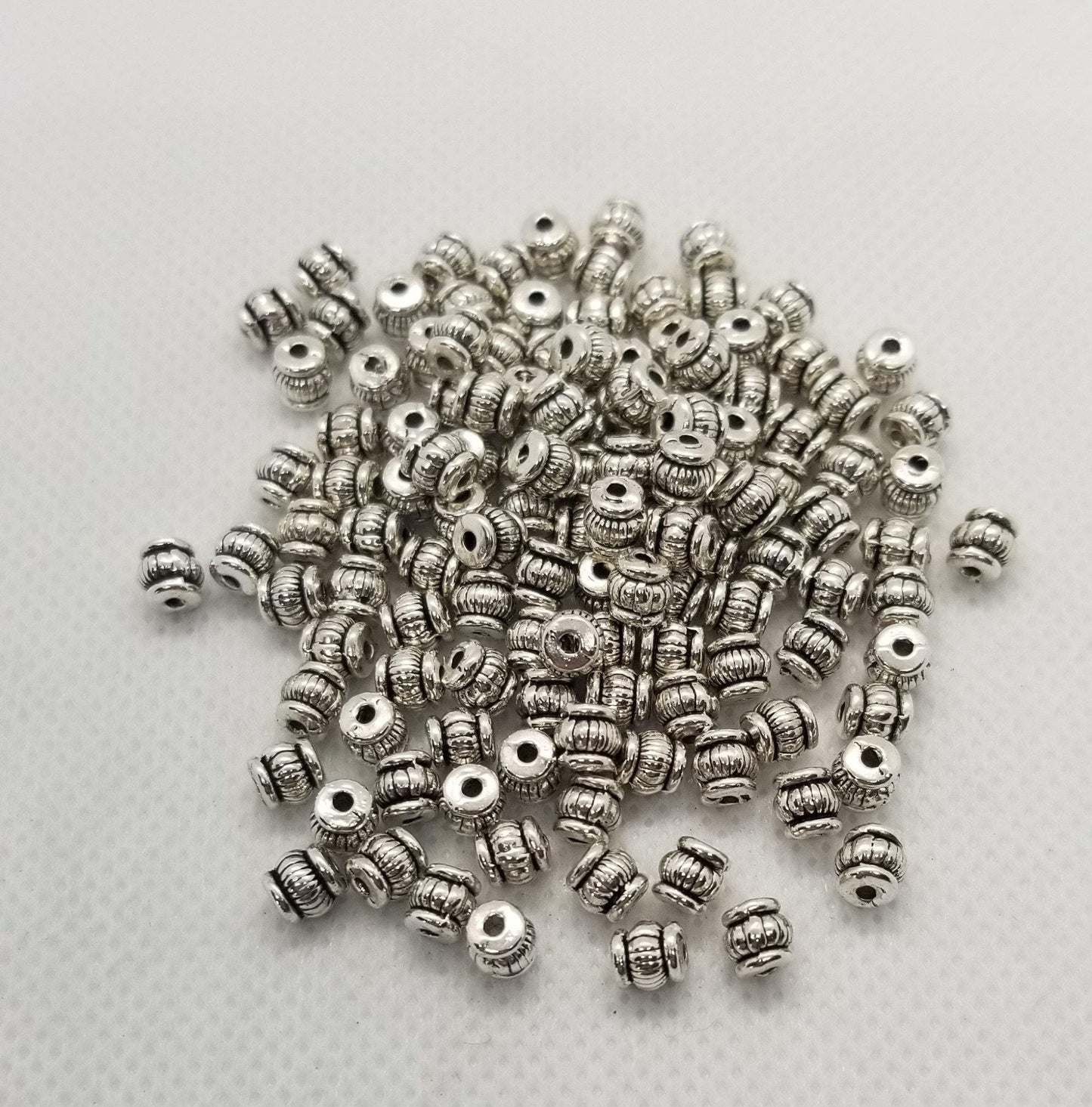 20 pcs Drum Spacer Beads, Tibetan Style Alloy, Cadmium, Nickel, Lead Free, Barrel Spacer, Antique Silver or Gold, 5x5x5mm, Hole 1.5mm