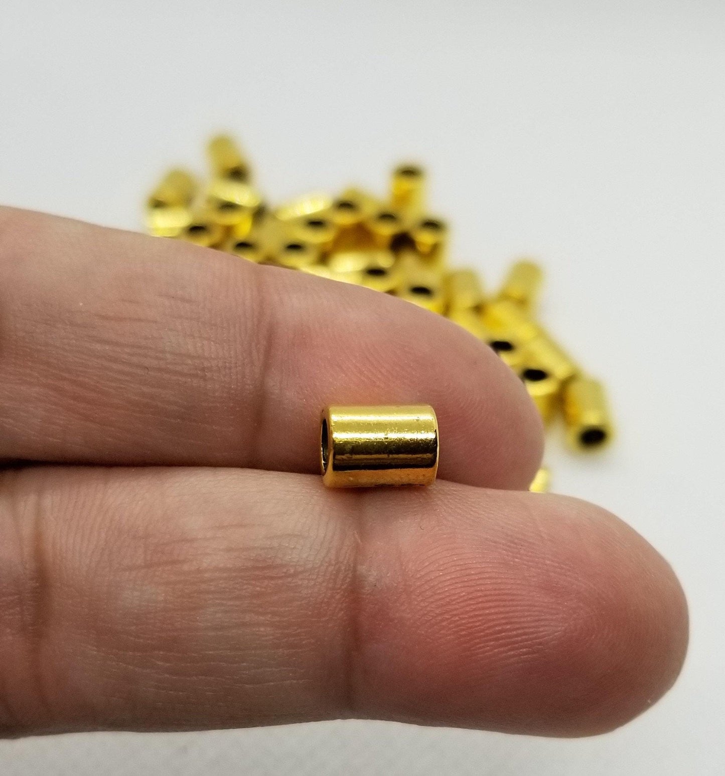 20 pieces Column Tube Spacer bead, Lead Free, Cadmium Free, Antique Golden, Size 8mm long, 6mm wide, Large hole 4mm