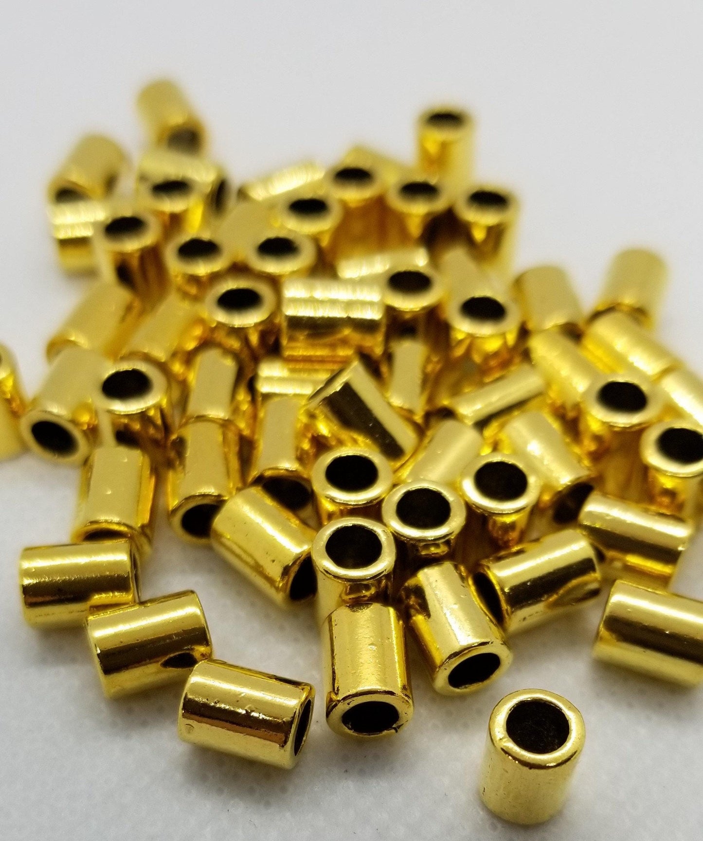 20 pieces Column Tube Spacer bead, Lead Free, Cadmium Free, Antique Golden, Size 8mm long, 6mm wide, Large hole 4mm