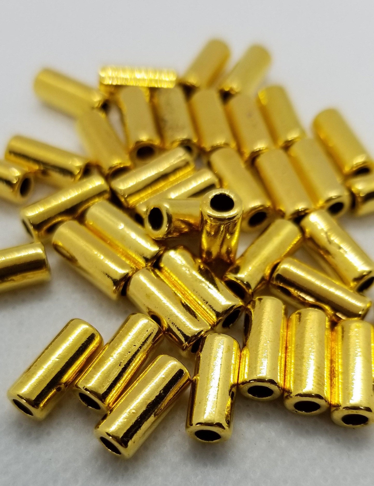 10 pieces Golden Tube Spacer Bead, Tibetan Style Alloy, Lead, Cadmium, Nickel Free, 11.5x5mm, Large Hole 2.5mm