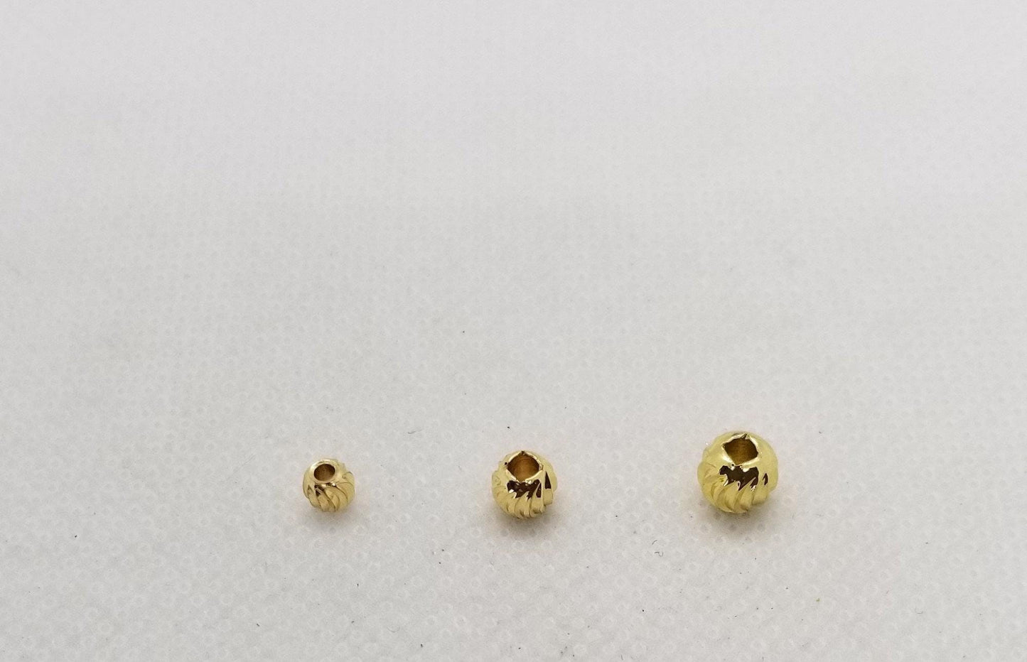 10 pieces Gold Spiral Ridged Round Spacer Beads, Cadmium Free, Lead Free, Brass, 4-5-6mm, Hole 2mm