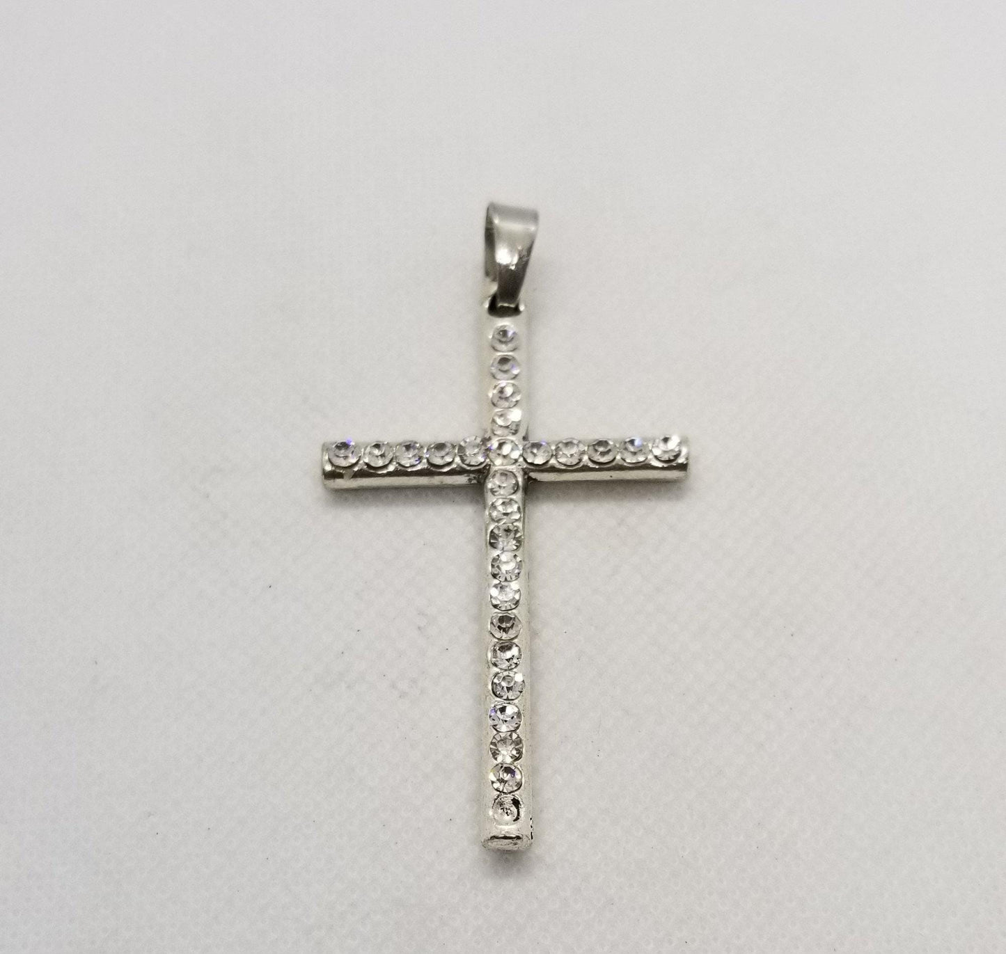 2 pieces Extra Large Silver Cross with Rhinestones, Simple Rhinestone Cross, Big Cross Pendants, Crystal, 75x54x8mm, Hole: 3mm