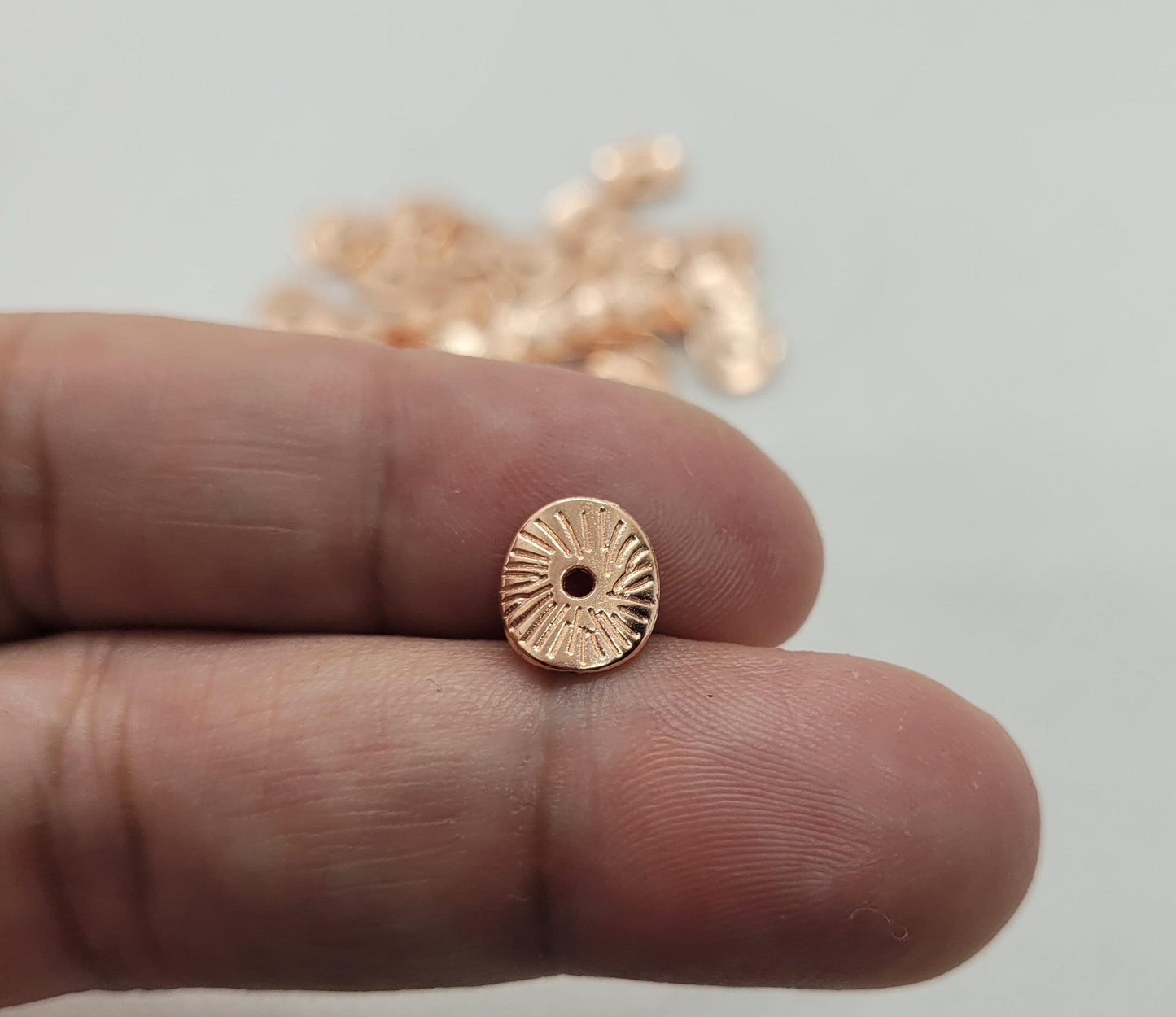 20 pieces Rose Gold Arched Disc Spacer Beads, Curved Disc, Tibetan Style Alloy, Cadmium, Nickel, Lead Free, 9x1mm, Hole 1mm