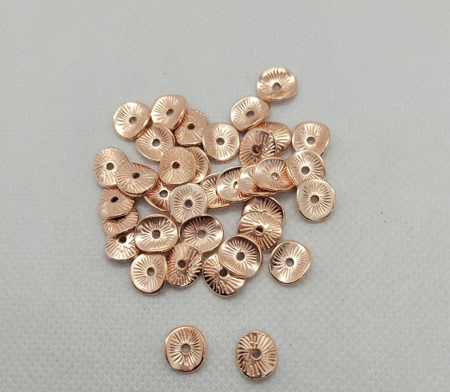 20 pieces Rose Gold Arched Disc Spacer Beads, Curved Disc, Tibetan Style Alloy, Cadmium, Nickel, Lead Free, 9x1mm, Hole 1mm