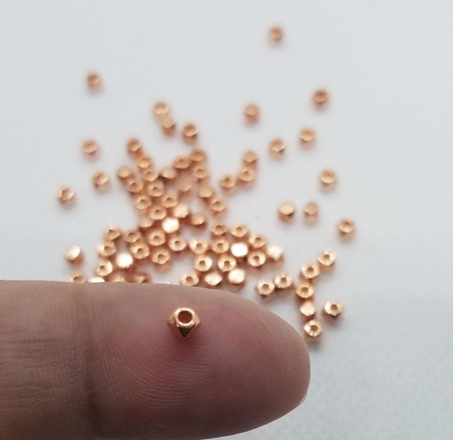 50 pieces Rose Gold Faceted Beads, Spacer beads, Hex Nut, Cadmium Free, Nickel Free, Lead Free, Rose Gold colour, 3x3mm, hole 1mm