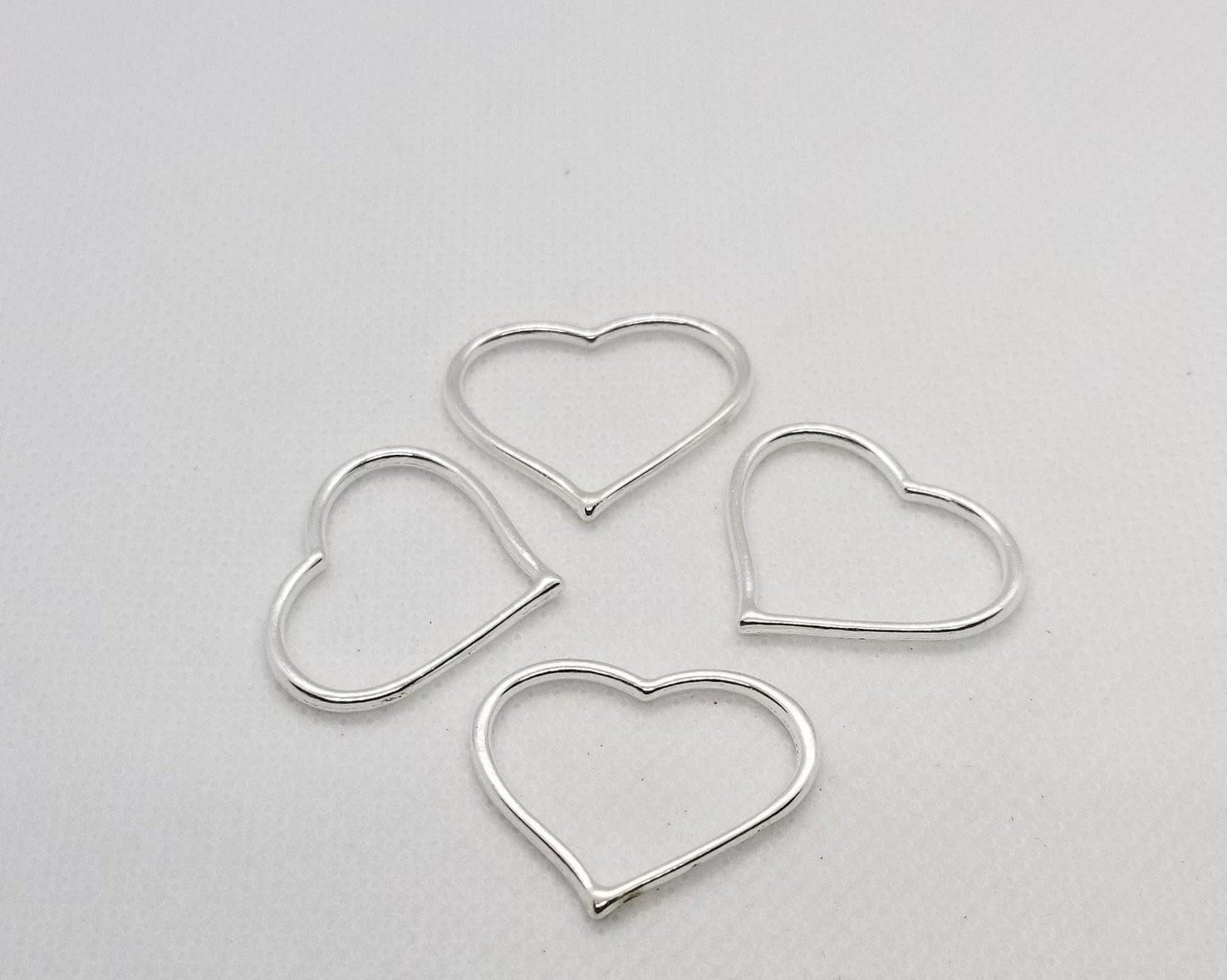 5 pieces Silver Heart Pendants, Linking hearts, Tibetan Style Alloy, Lead, Nickel, Cadmium Free, 28x23mm, 2mm thick