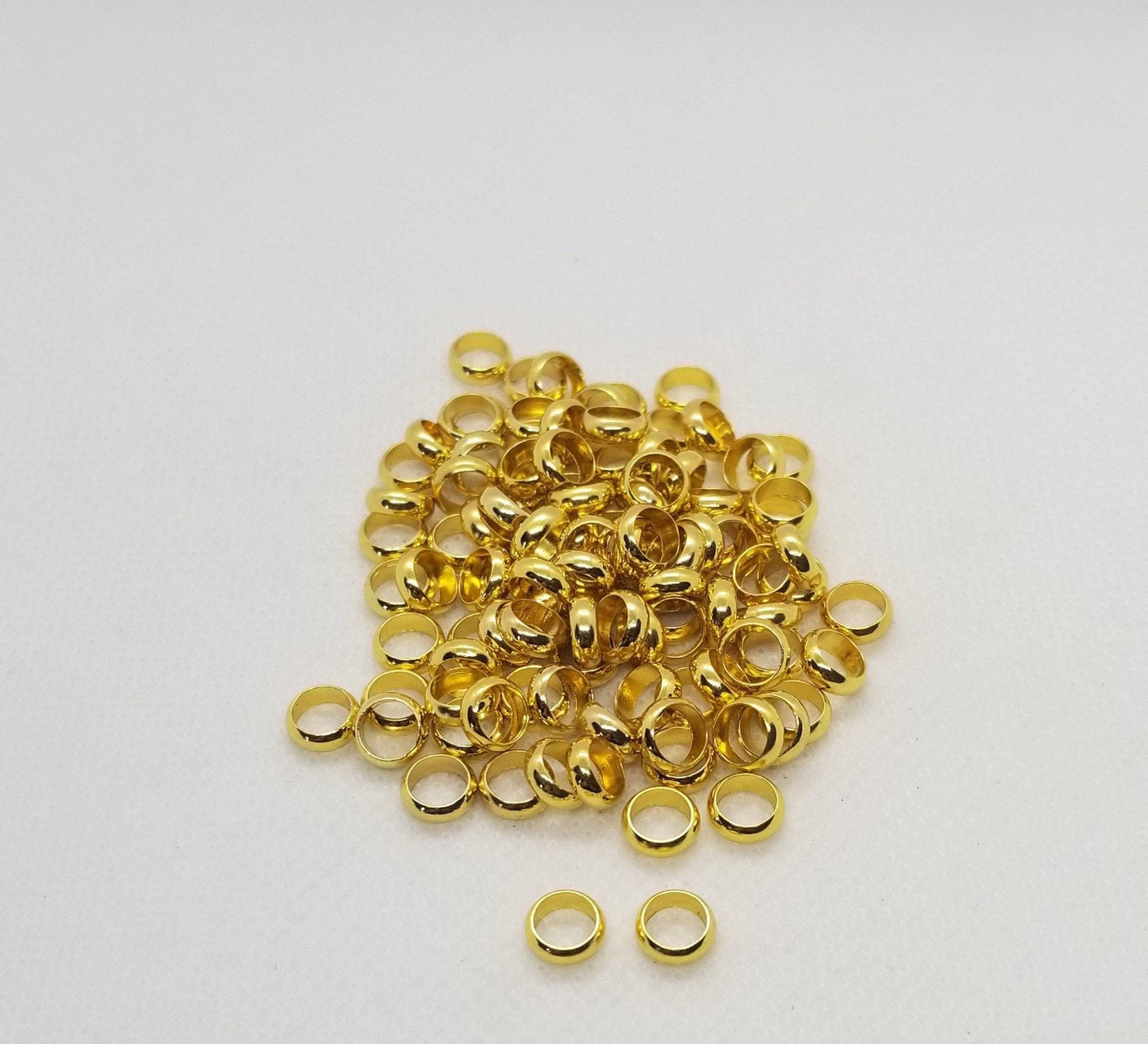 10 pieces Golden Rondelle Spacer Bead, Linking Ring, Brass Spacer Beads, Ring, Golden, 6.5x2.5mm, Large Hole 5mm