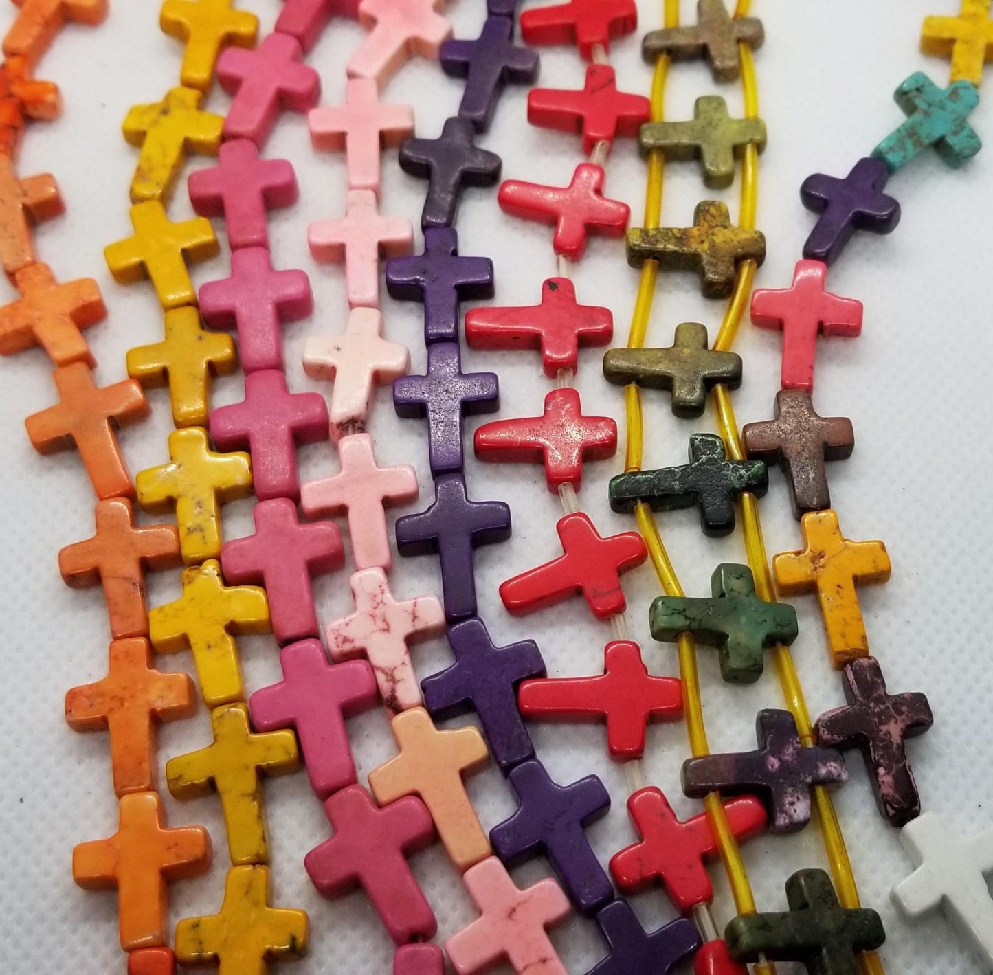 1 strand Natural Magnesite Cross, Full Strand, Choose your colour, Dyed, Heated, 17x12x4mm, Hole 0.5~1mm, 16" strand, approx 25pcs/strand