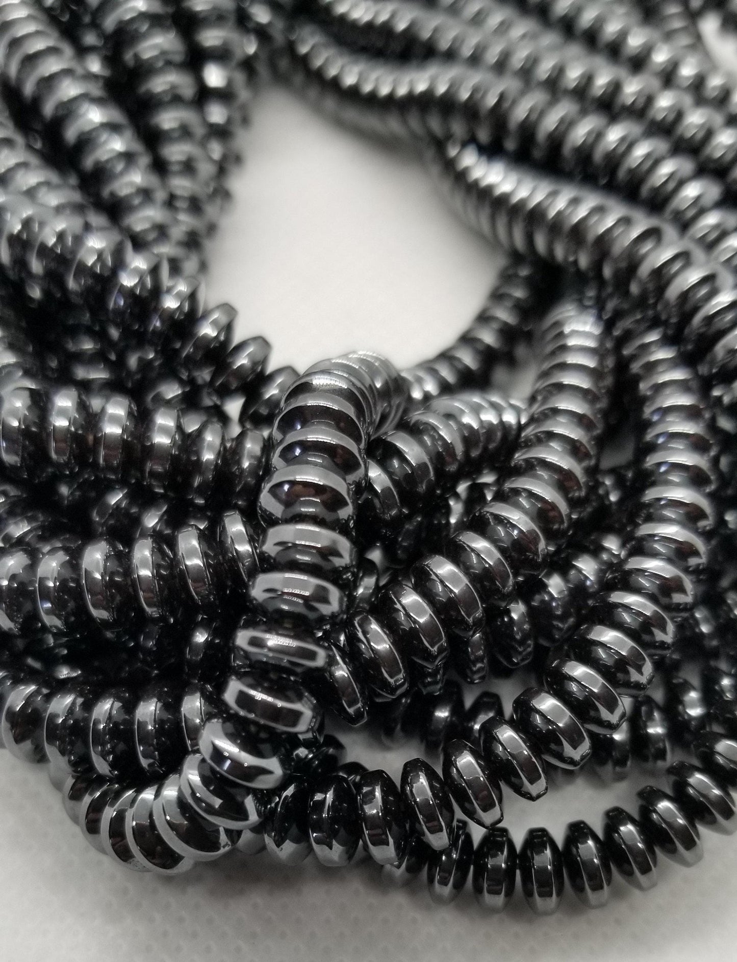 1 strand Hematite Rondelle Spacer Beads, Synthetic, Non-Magnetic, Black, 6.5x3mm, Hole 1mm, about 135pcs/strand, Full Strand 15.5", see desc