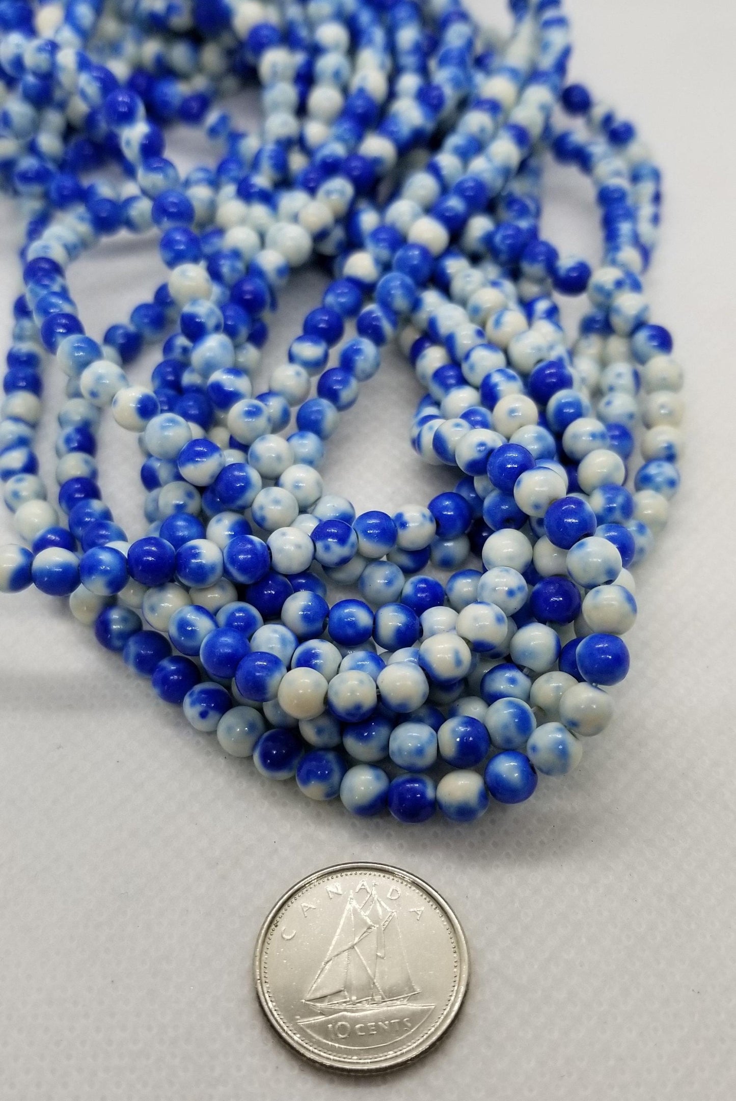 1 strand Ocean White Jade Beads, Round, Synthetic, Dyed Royal Blue, 4mm, Hole 1mm, approx 90pcs/strand, Full 15" strand