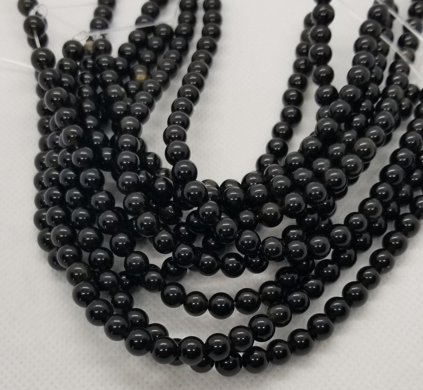 1 strand Natural Golden Sheen Obsidian Beads, Round, 6mm, Hole 1mm, approximately 30pcs/strand, Half strand, about 8 inch strand