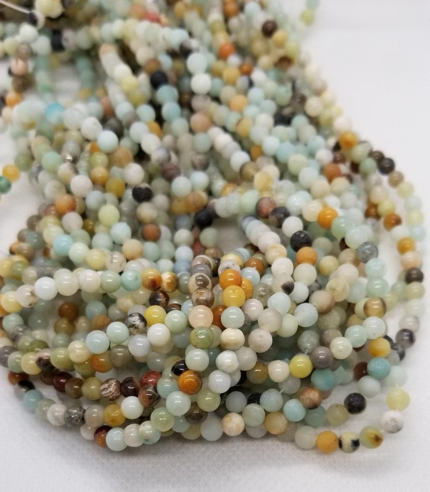1 strand Natural Amazonite Beads, Polished, Round, 4mm, Hole 1mm, approx 88pcs/strand, Full Strand 15"