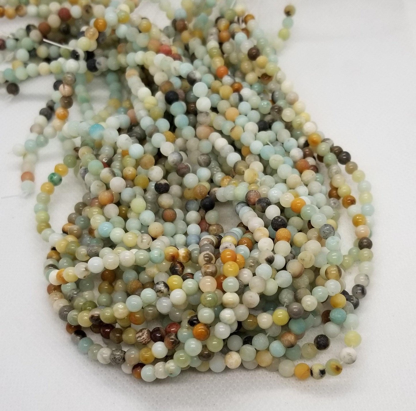 1 strand Natural Amazonite Beads, Polished, Round, 4mm, Hole 1mm, approx 88pcs/strand, Full Strand 15"