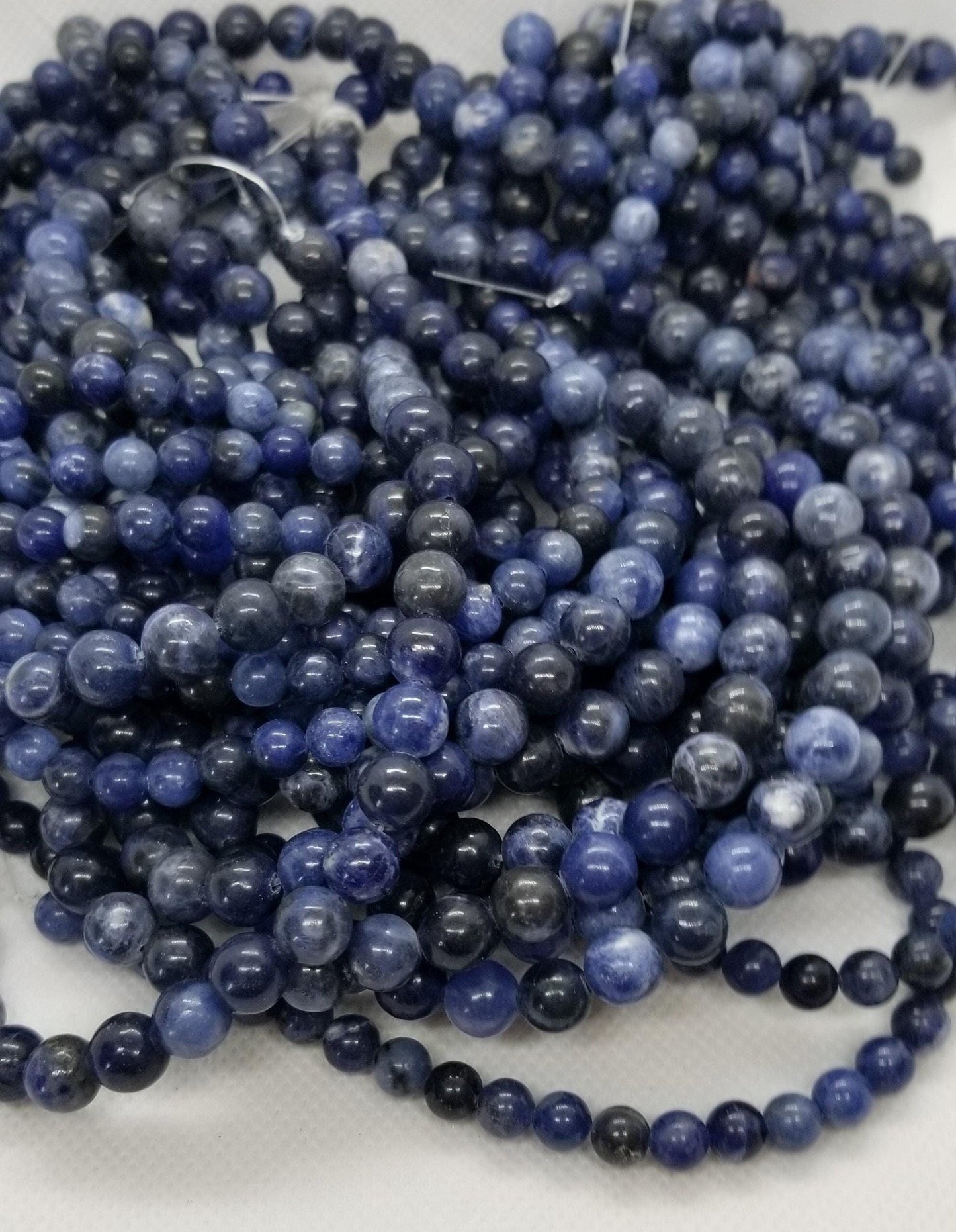 Natural Blue Sodalite Beads, 1 strand, Round, 6mm or 8mm, Hole 1mm, Full Strands, see description for bead count