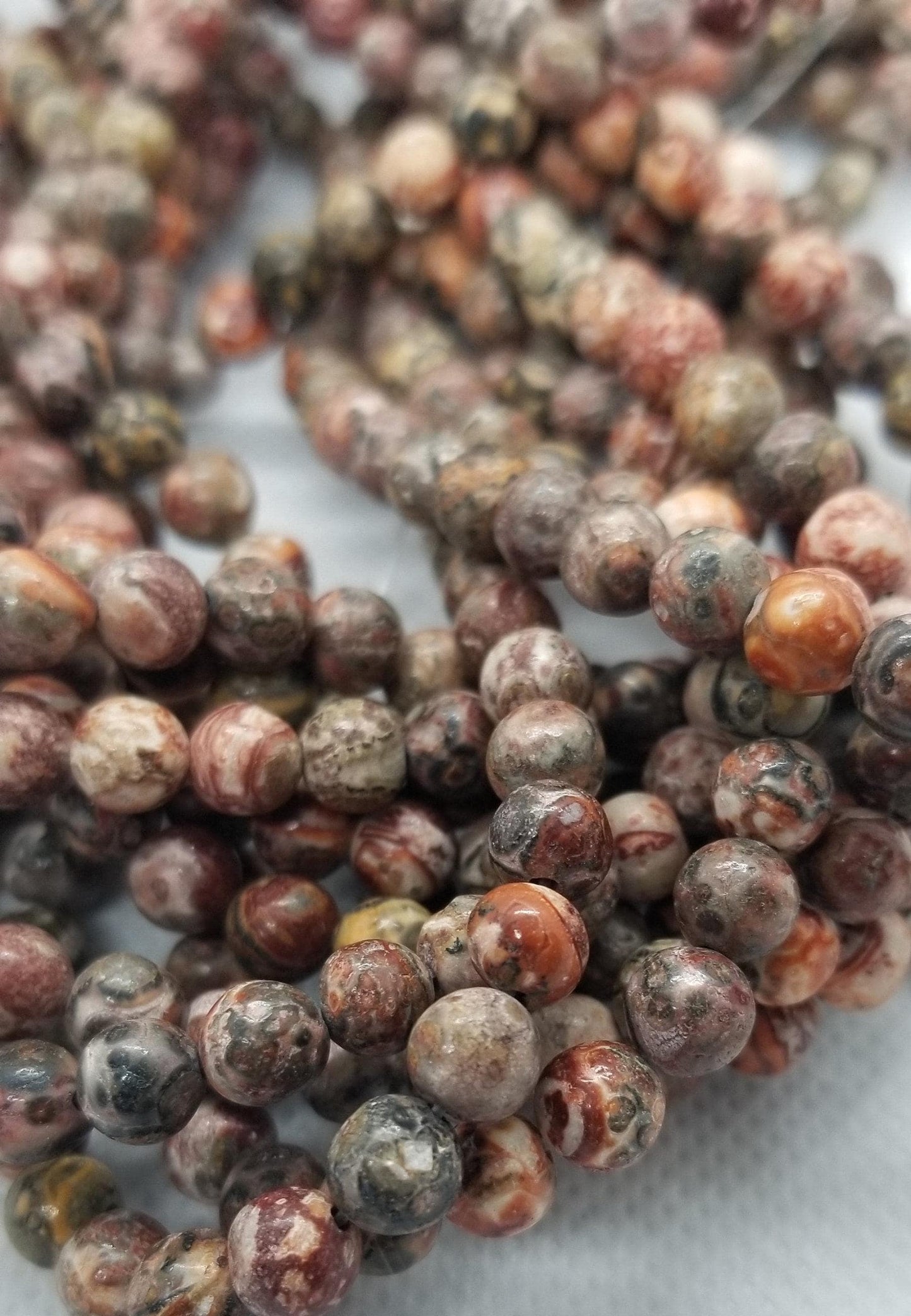 1 strand Natural Leopard Skin Jasper Beads, Round, Polished, about 6mm, Hole 1mm, about 60pcs per strand, Full 15'' strand