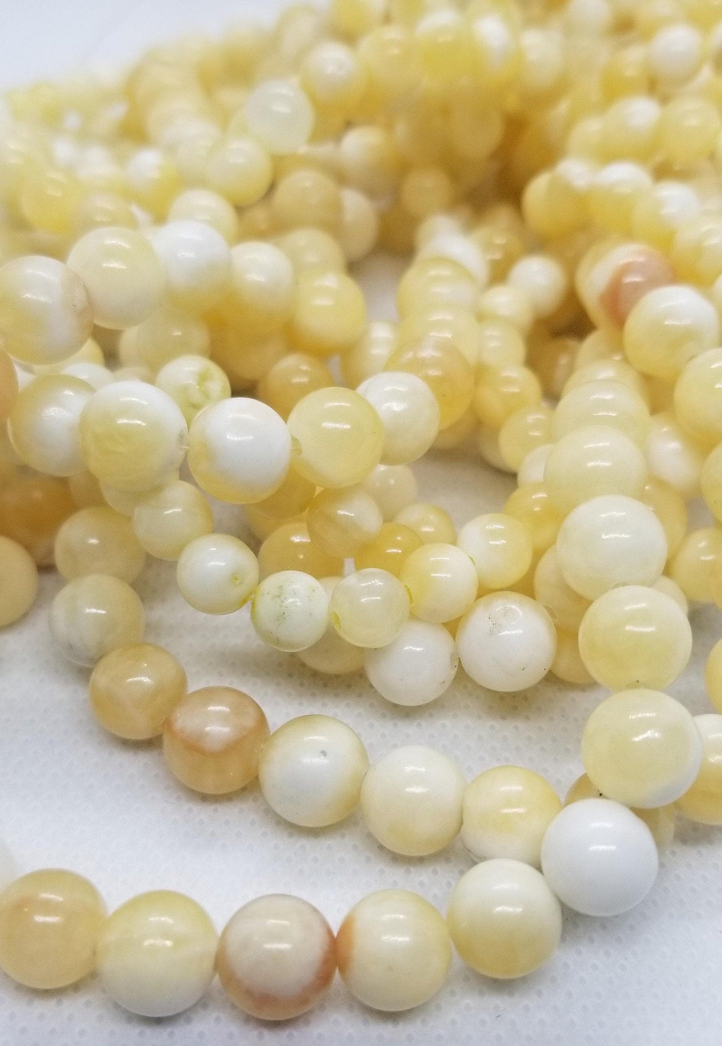 1 strand Natural Honey Jade Beads, Round, Polished, 6mm or 8mm, Full 15" Full Strand, Bead count in description