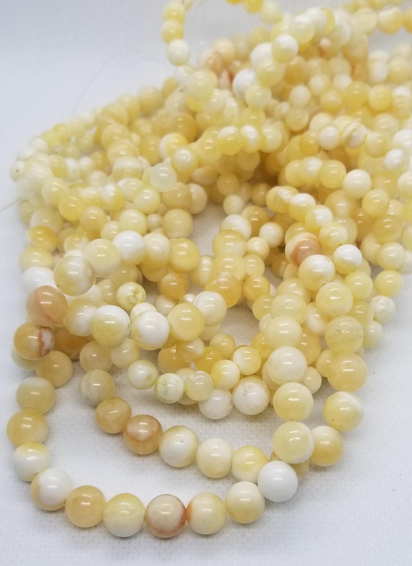 1 strand Natural Honey Jade Beads, Round, Polished, 6mm or 8mm, Full 15" Full Strand, Bead count in description
