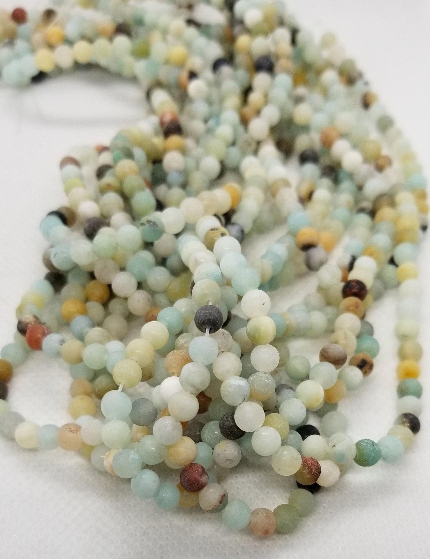 Natural Amazonite Beads, Frosted, Matte, 1 strand, Round, 4mm, Hole 1mm, approx 88pcs/strand, Full Strand 15"