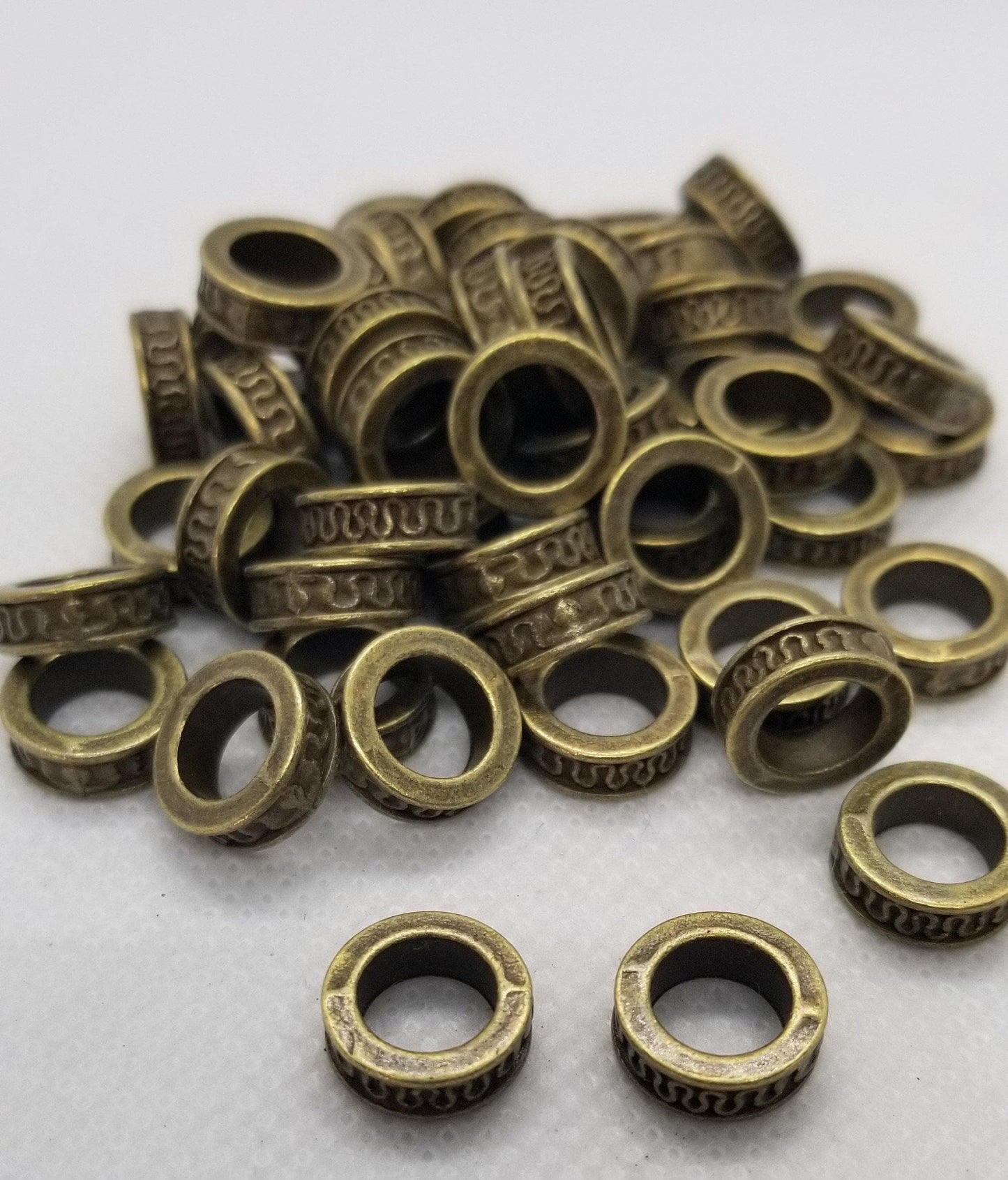 5 pieces Antique Bronze Rondelle, Tibetan Style Spacers, Lead, Cadmium, Nickel Free, about 11x4mm, Inner 7mm, Large Hole Hair or Beard beads