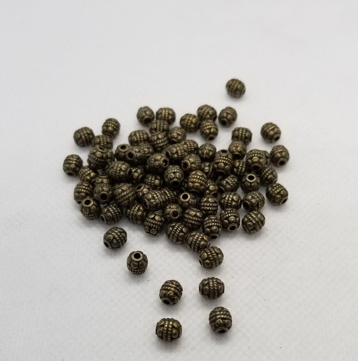 10 pieces Antique Bronze Barrel Beads, Tibetan Style Spacer Beads, Oval, Cadmium, Nickel, Lead Free, 5~5.5x6mm, Hole 1mm