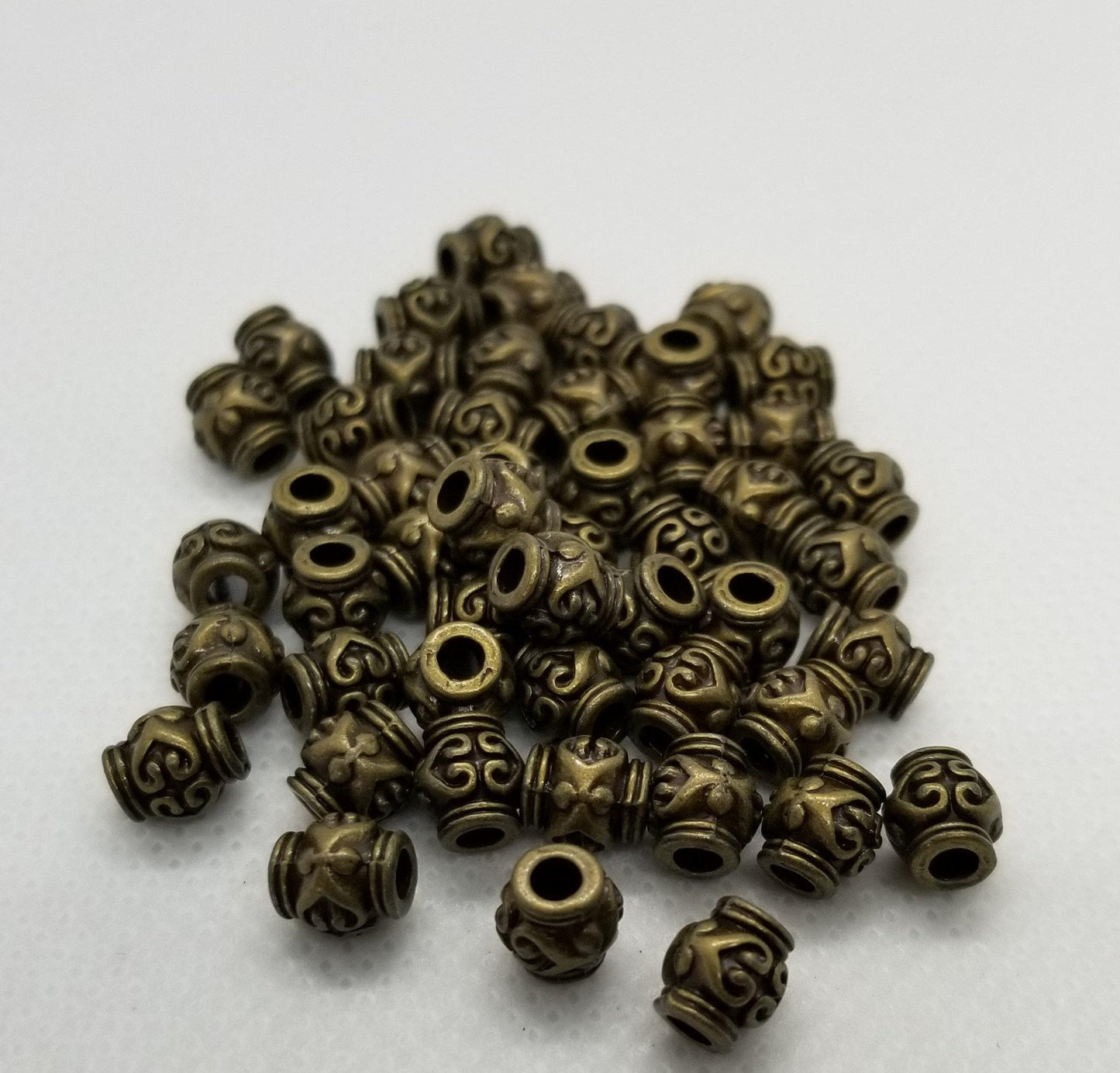 10 pieces Bronze Barrel Spacer Bead, Tibetan Style Alloy, Vase, Cadmium, Nickel, Lead Free, Antique Bronze, 7x6mm, Hole 2mm