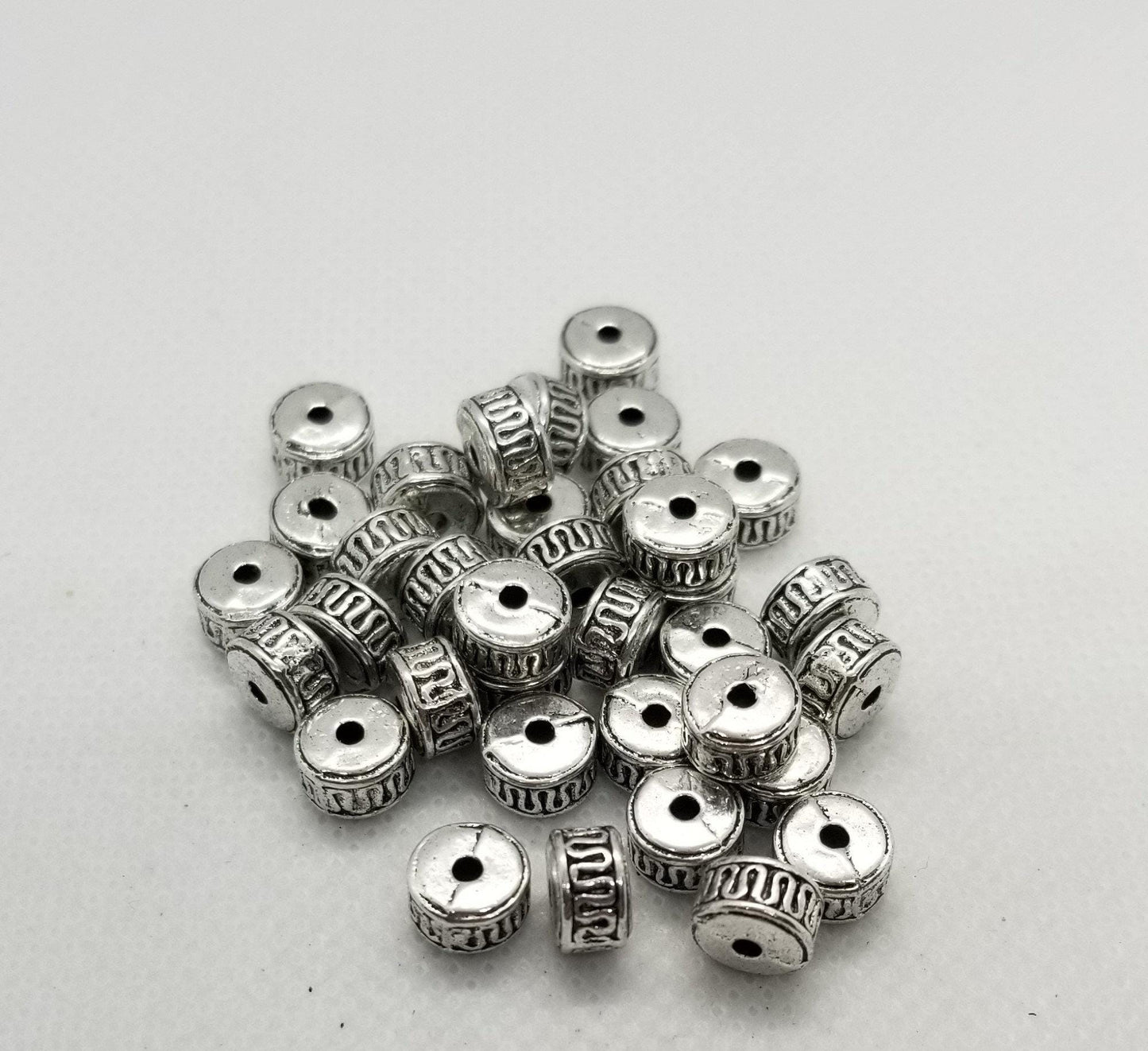 10 pieces Silver Column, Tibetan Style Alloy, Cadmium, Nickel, Lead Free, Antique Silver, 8x5mm, Hole: 1.5mm