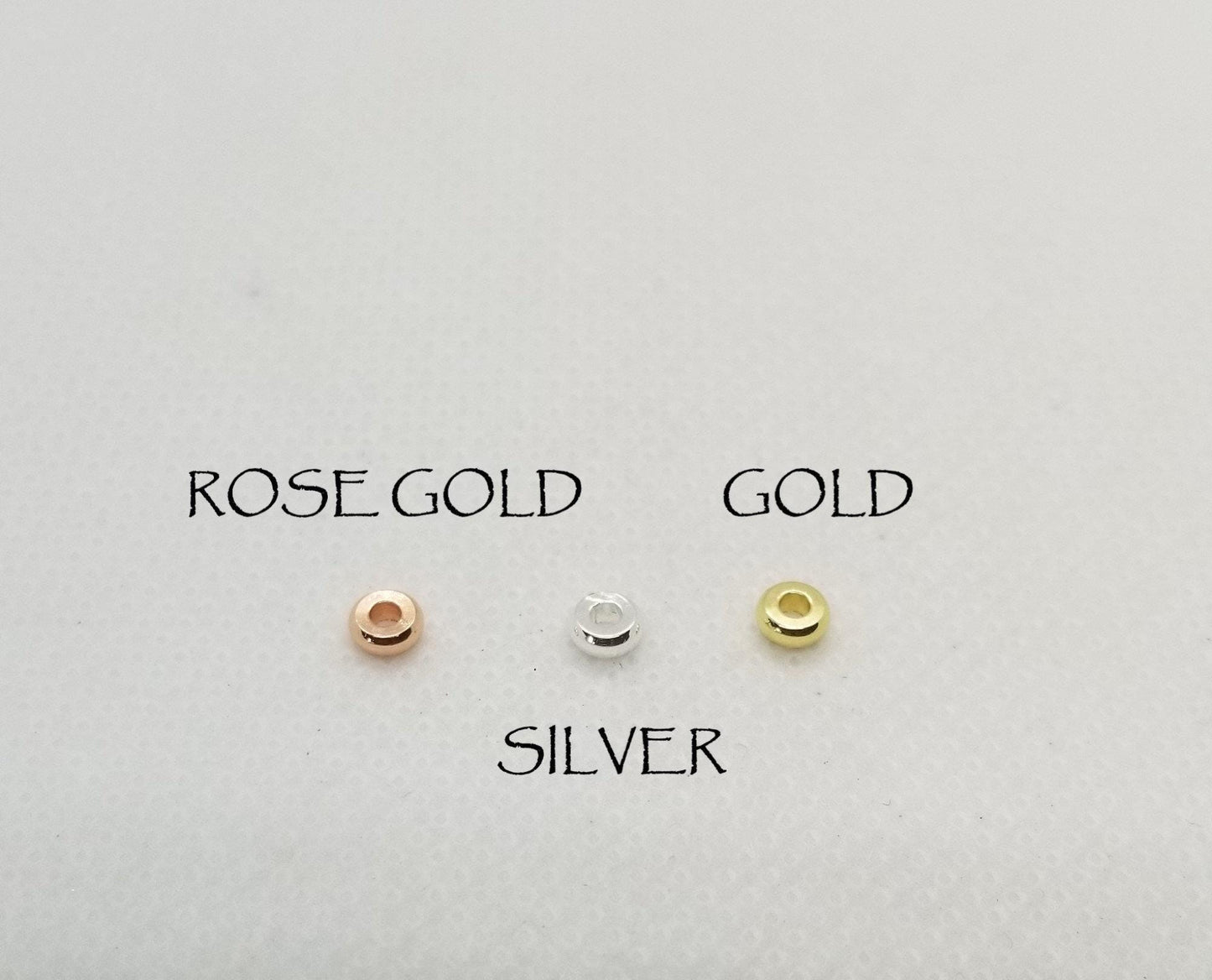50 pieces 4mm Flat Round Spacers, Brass Alloy, Lead, Cadmium, Nickel Free, Rose Gold, Silver, Gold, 4x1.5mm, Hole 1.5mm