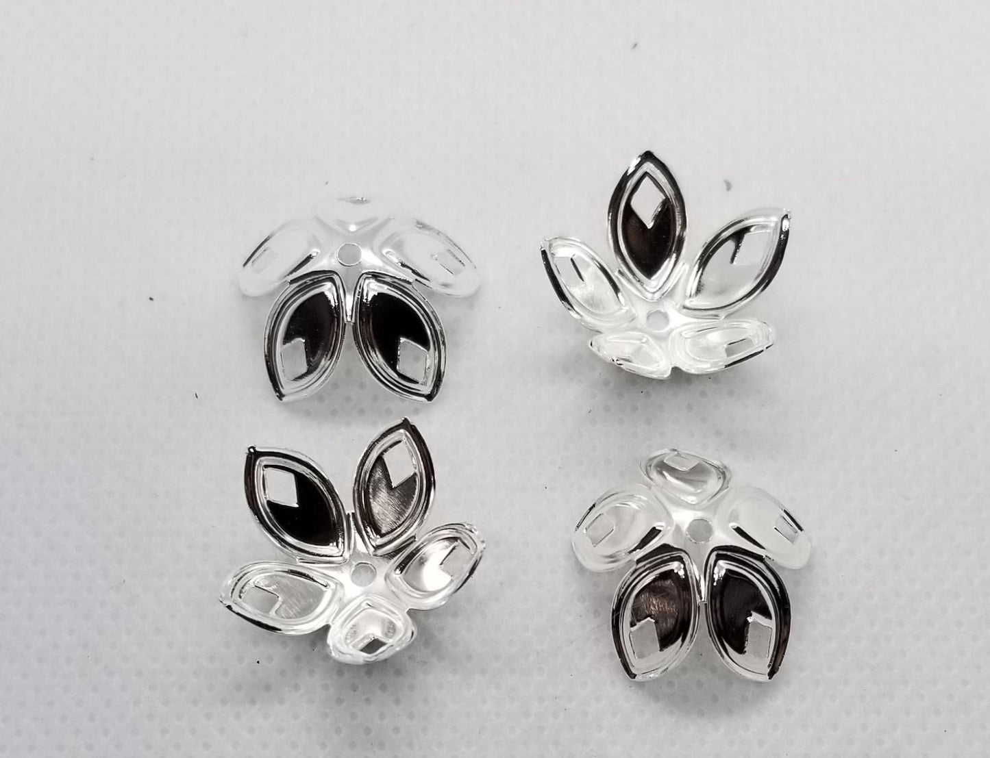 20 pieces Extra Large Silver Bead Caps, Silver Color Plated, Flower shape, 18mm x 8mm, hole 2mm, end cap, tassel cap, Very Strong