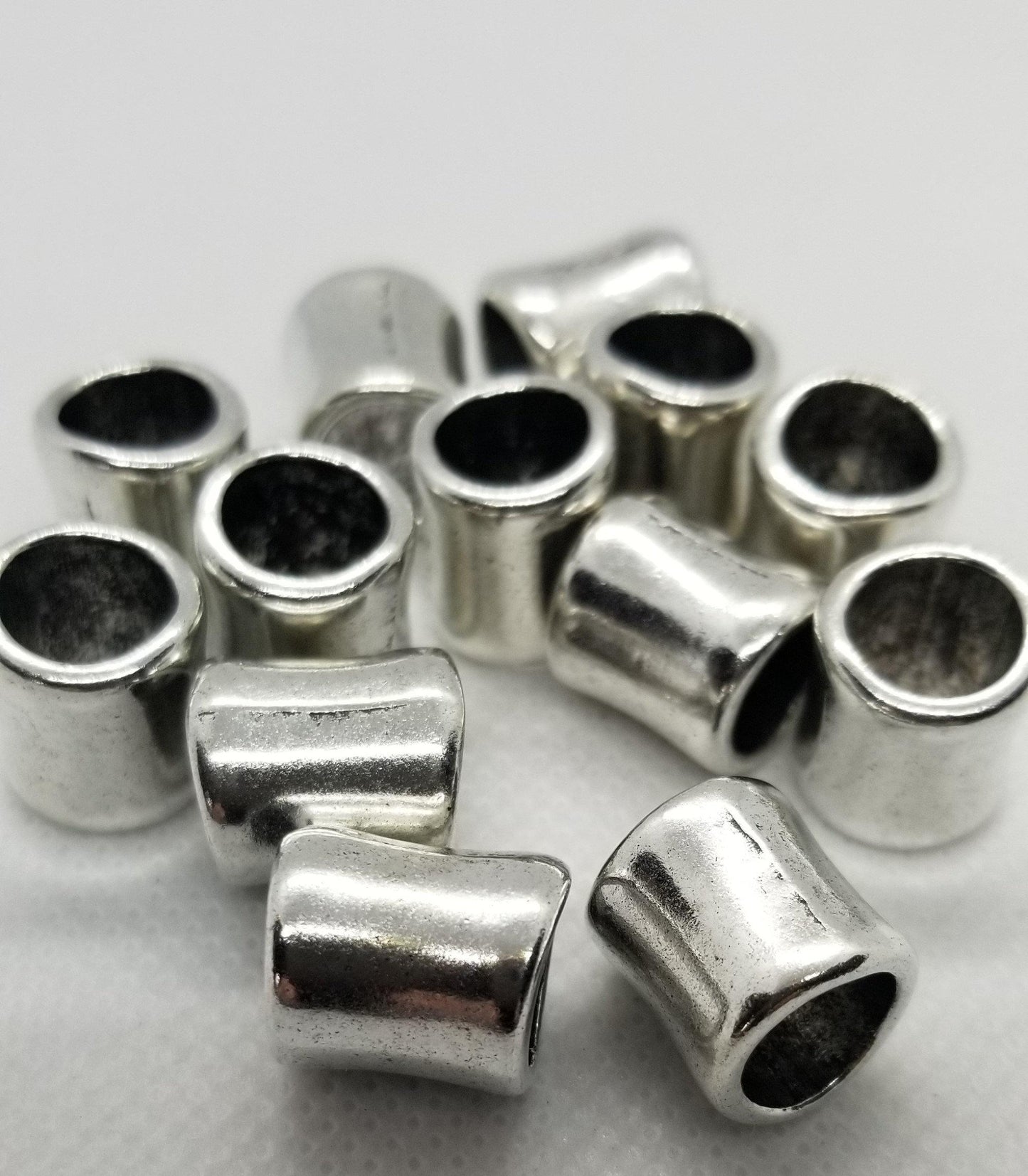 5 pcs Large Silver Tube Spacer Bead, Tibetan Style Alloy, Irregular, Antique Silver, Lead, Cadmium, Nickel Free, 14.5x12mm, Large Hole 8mm