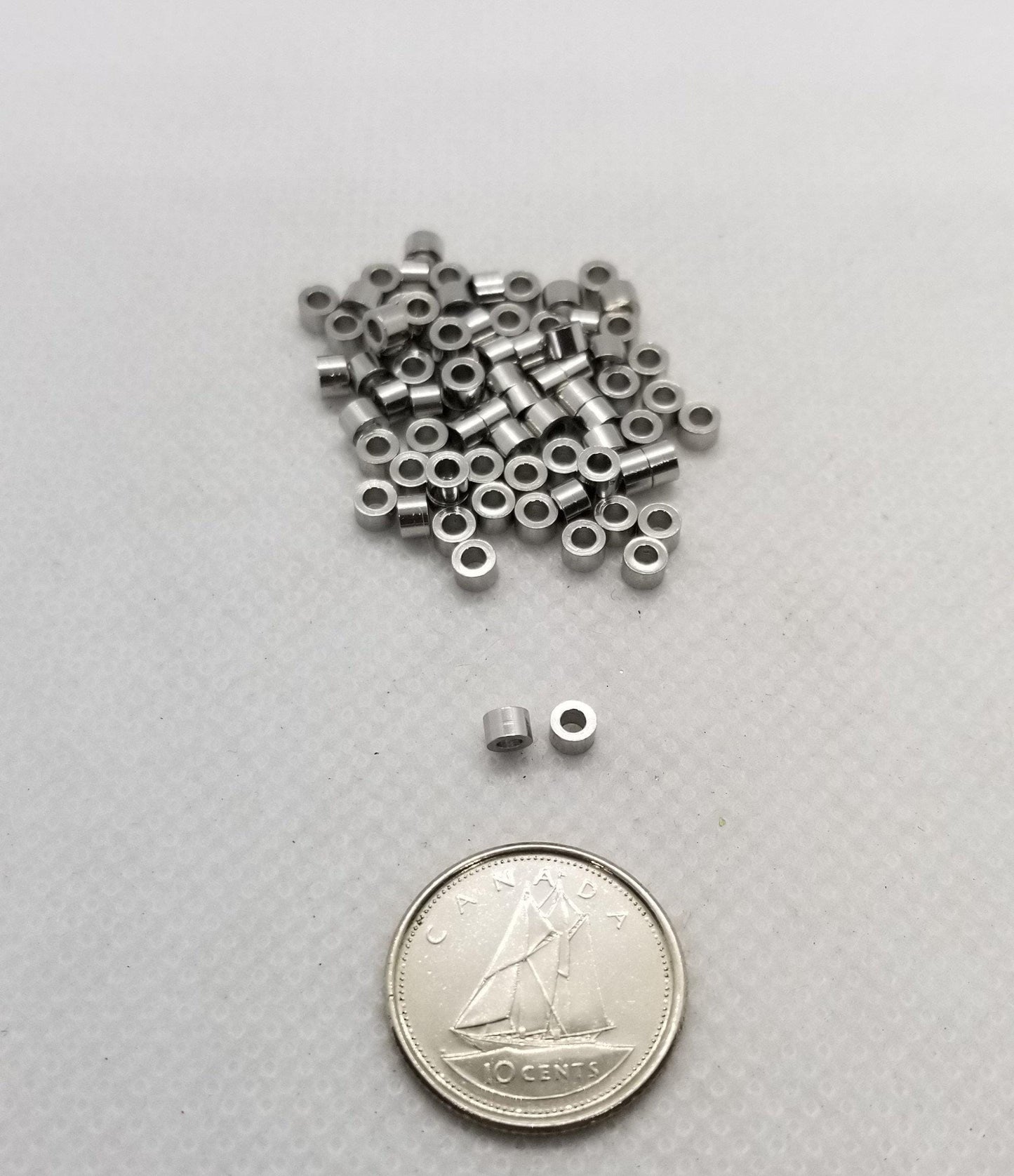 10 pieces Stainless Steel Column Spacer Beads, 304 Stainless Steel, Silver Color, 2x3mm, Hole 1.5mm