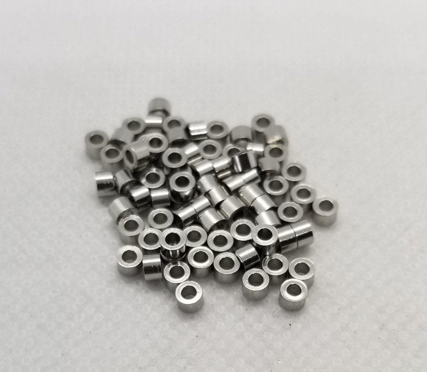 10 pieces Stainless Steel Column Spacer Beads, 304 Stainless Steel, Silver Color, 2x3mm, Hole 1.5mm