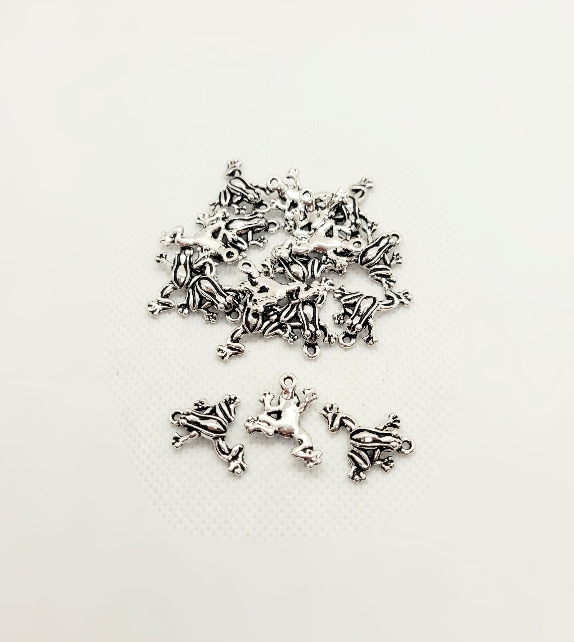 Silver Frog Charm Pendant by TierraCast, Cast Pewter, Lead Free, 20x15mm, Hole 2mm, priced per piece
