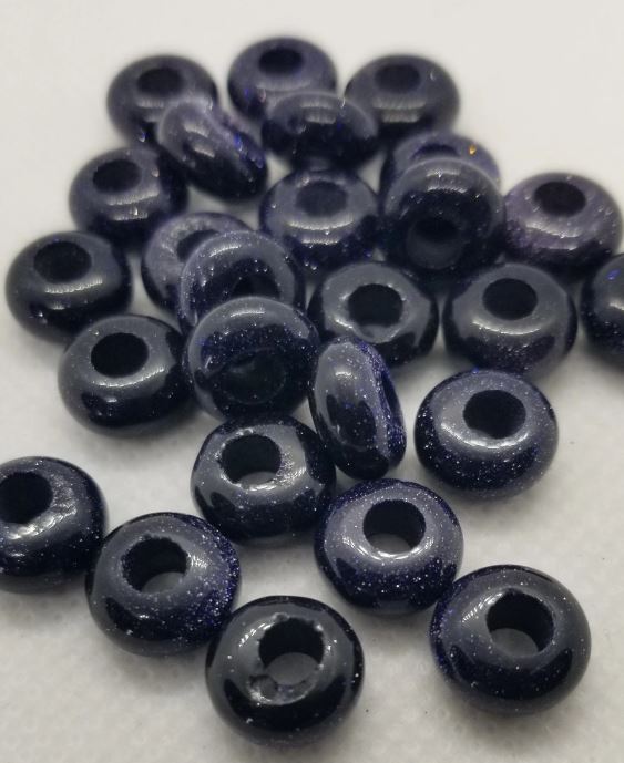 2 pieces Gemstone Rondelle Beads, 10.5x4.5mm, Hole 4mm, Hair Jewelry, Beard Jewelry, Dreadlock Beads
