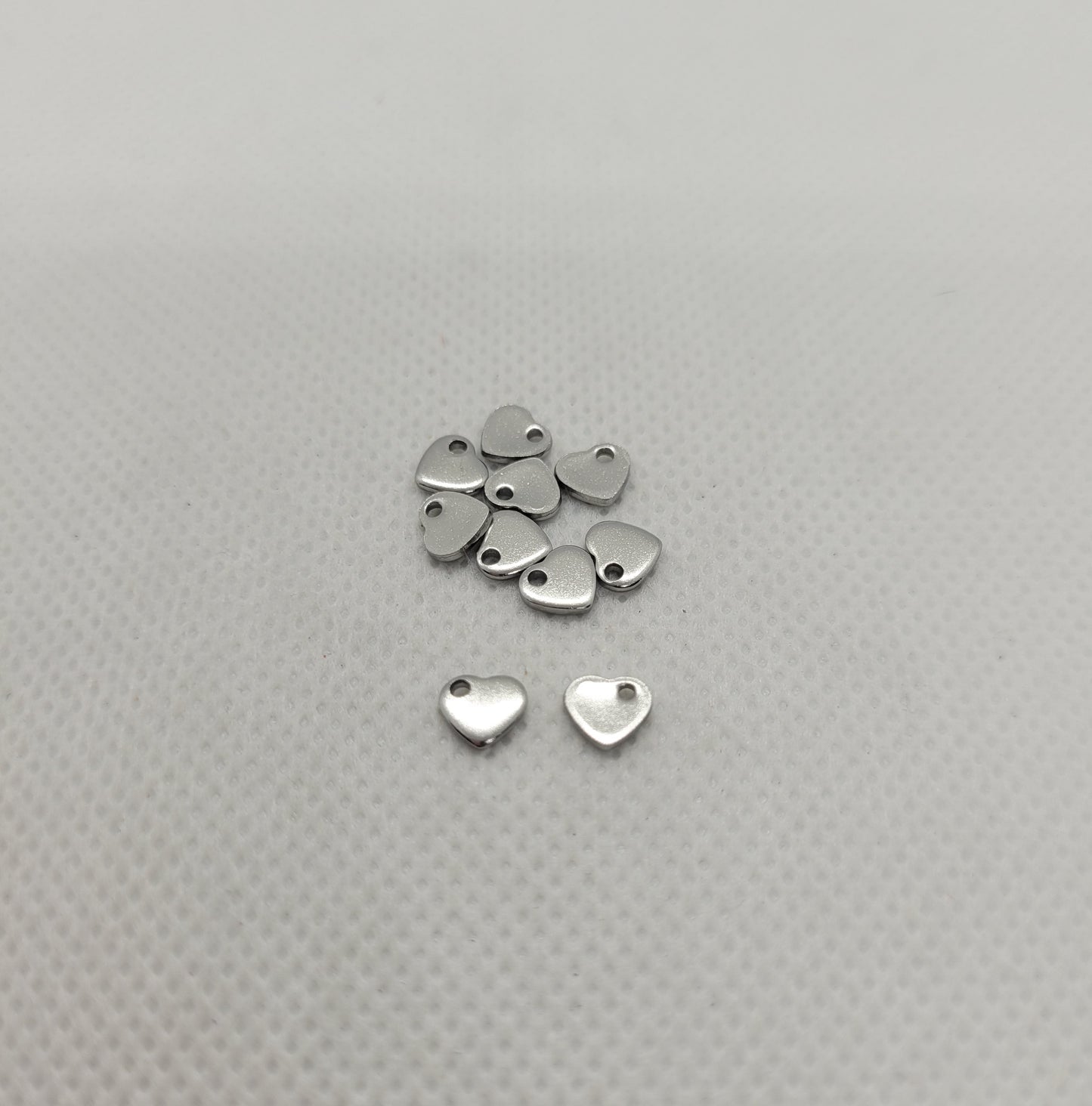 10 pcs Silver Heart Charm, 304 Stainless Steel, Tag Charm, Small Extender Charm, 6x5x0.9mm, Hole: 1mm