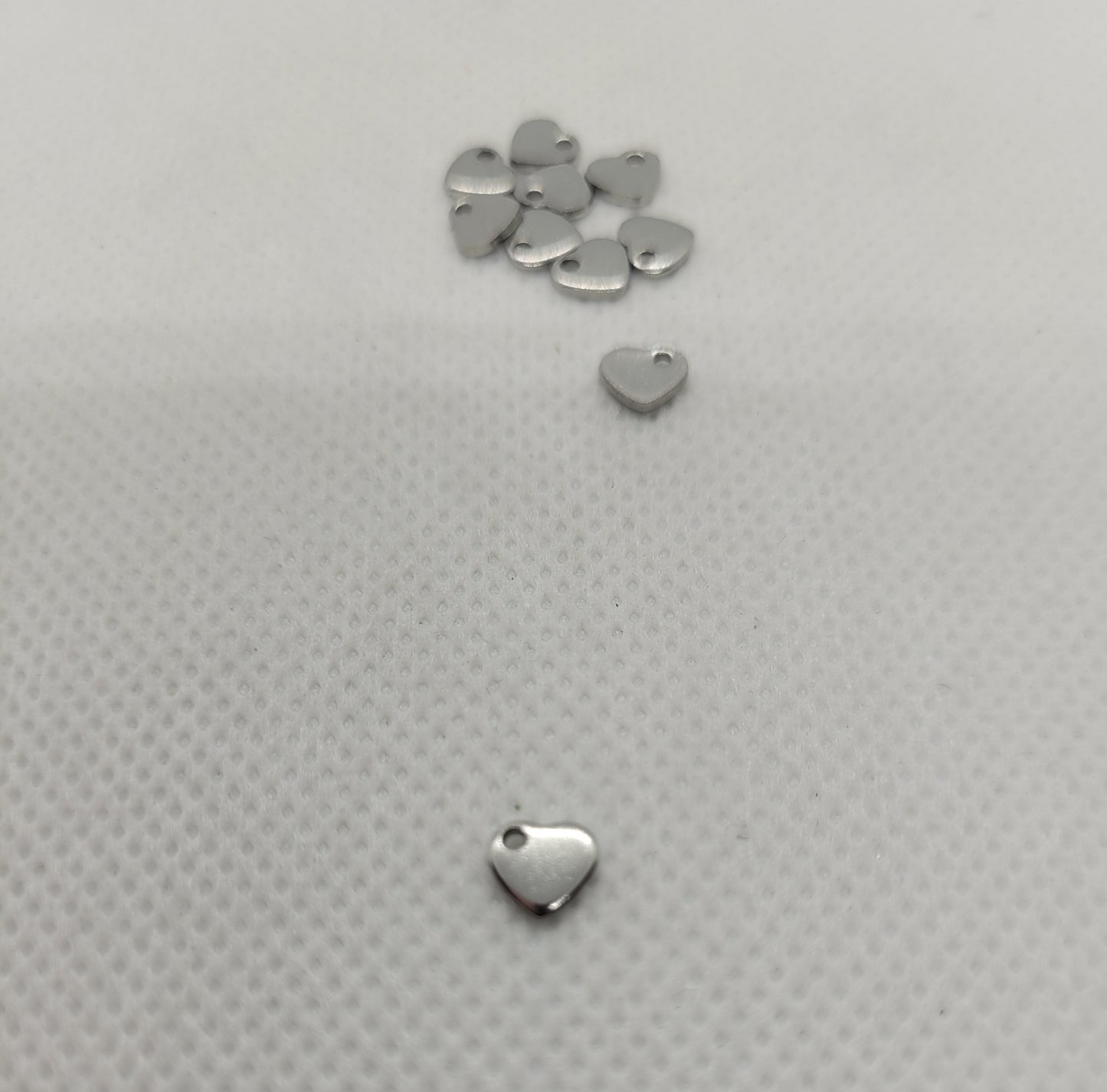 10 pcs Silver Heart Charm, 304 Stainless Steel, Tag Charm, Small Extender Charm, 6x5x0.9mm, Hole: 1mm