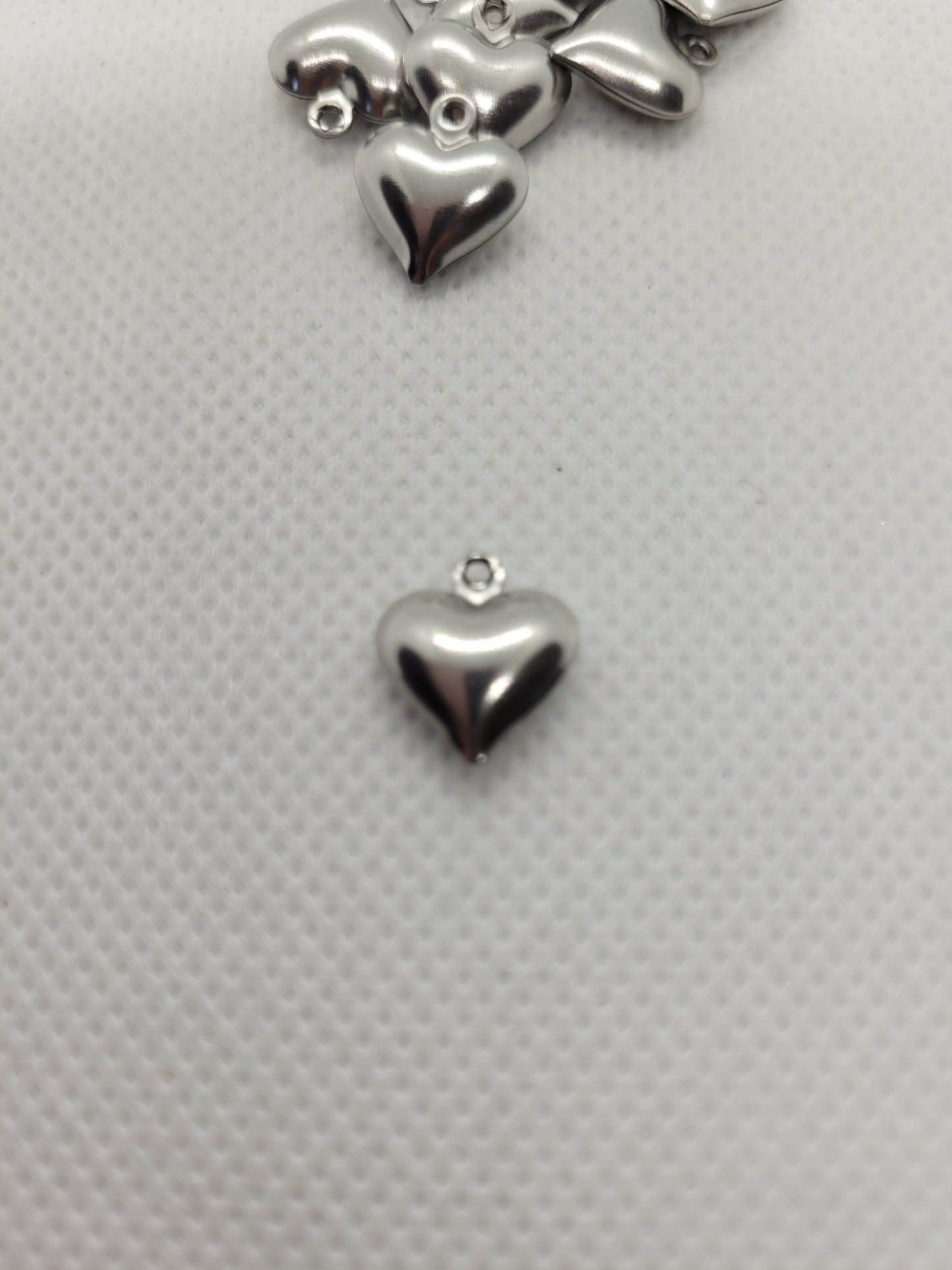 10 pcs Heart Charms, 304 Stainless Steel, Silver, Hollow, 13x11.5x4.8mm, Hole 1.2mm