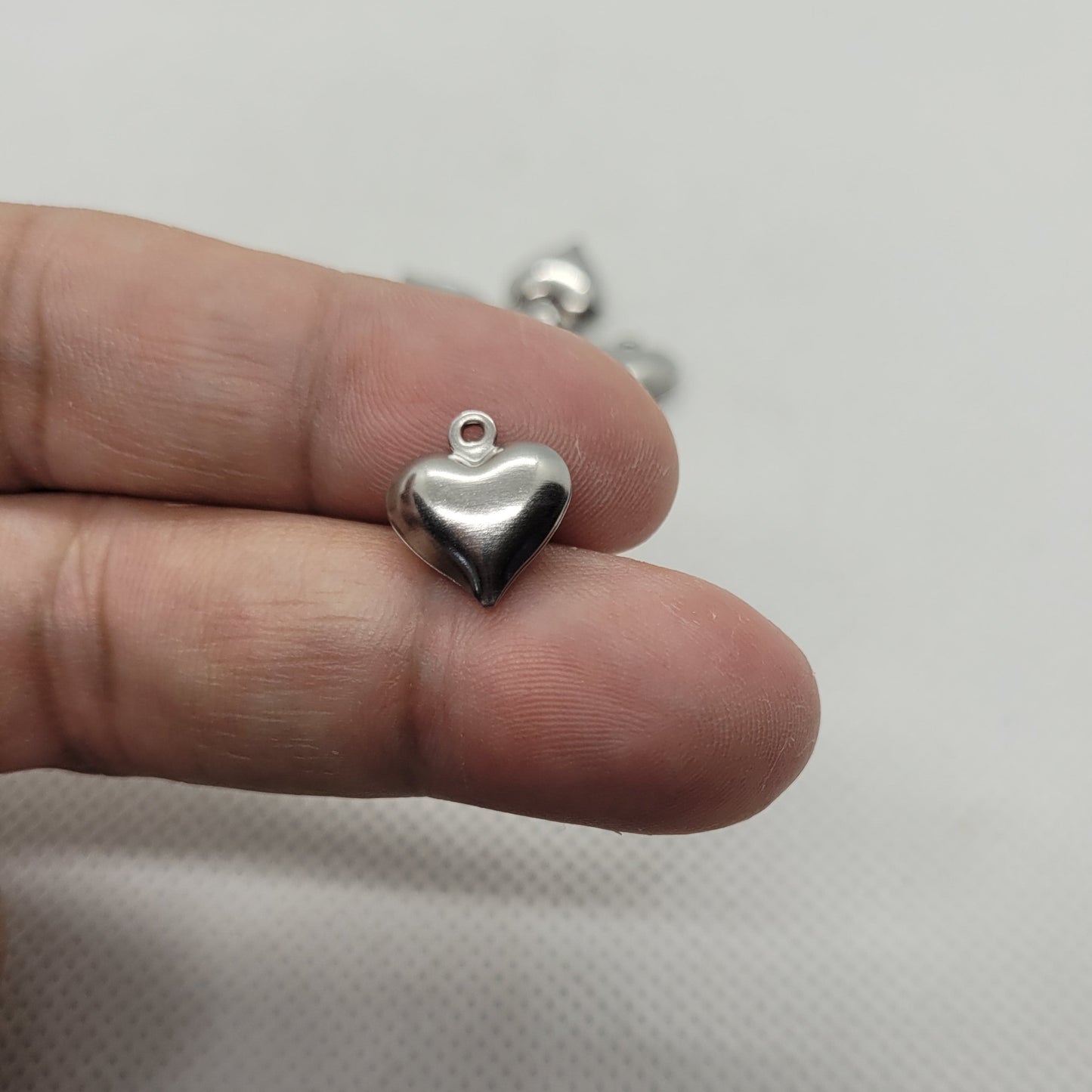 10 pcs Heart Charms, 304 Stainless Steel, Silver, Hollow, 13x11.5x4.8mm, Hole 1.2mm