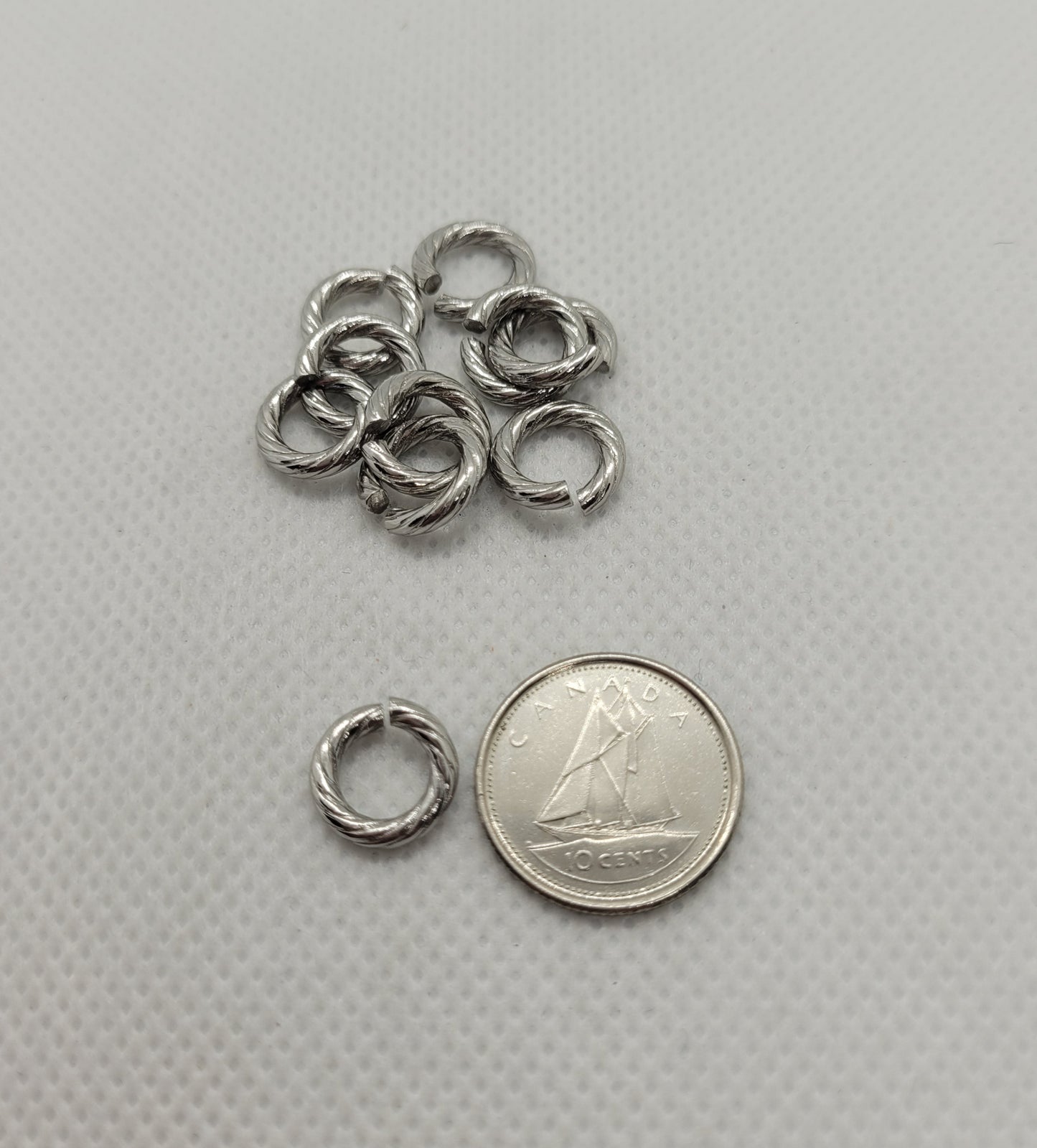 Large Open Jump Rings, 304 Stainless Steel, 10 pieces, Silver or Golden, 10x2mm, Inner Diameter: 6mm, Unique Twisted Jump Rings
