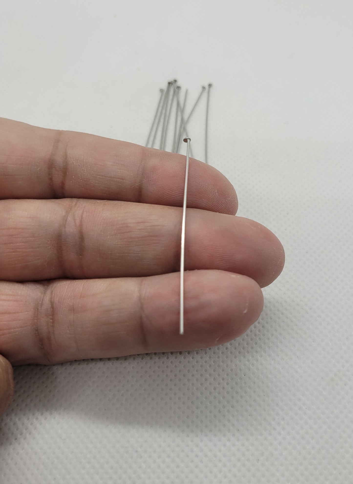 Silver Flat Head Pins, 50mm, 304 Stainless Steel, 10 pieces, 50x0.7mm, Pin 0.737mm (0.029 in, 21 Gauge), Head: 1.2~1.5mm