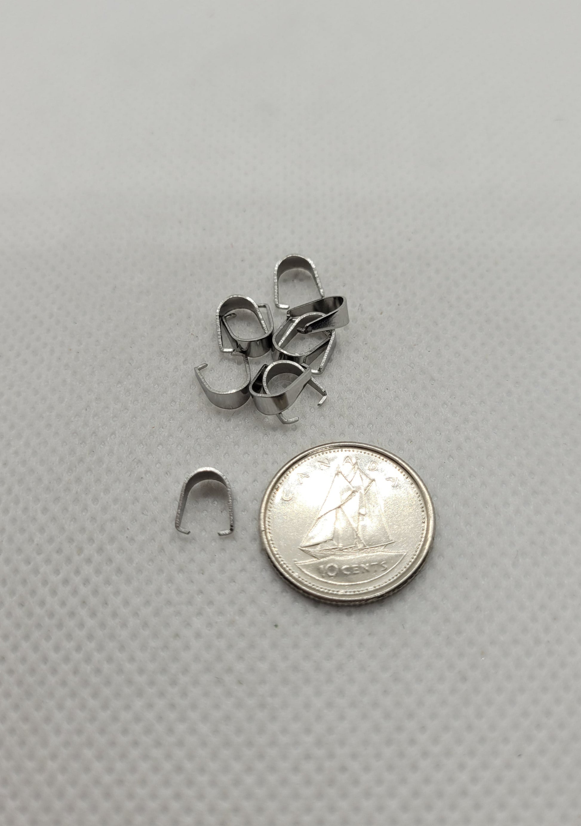 Silver Snap on Bails, 304 Stainless Steel, 10 pieces, 7x6mm, Strong Pendant Bails