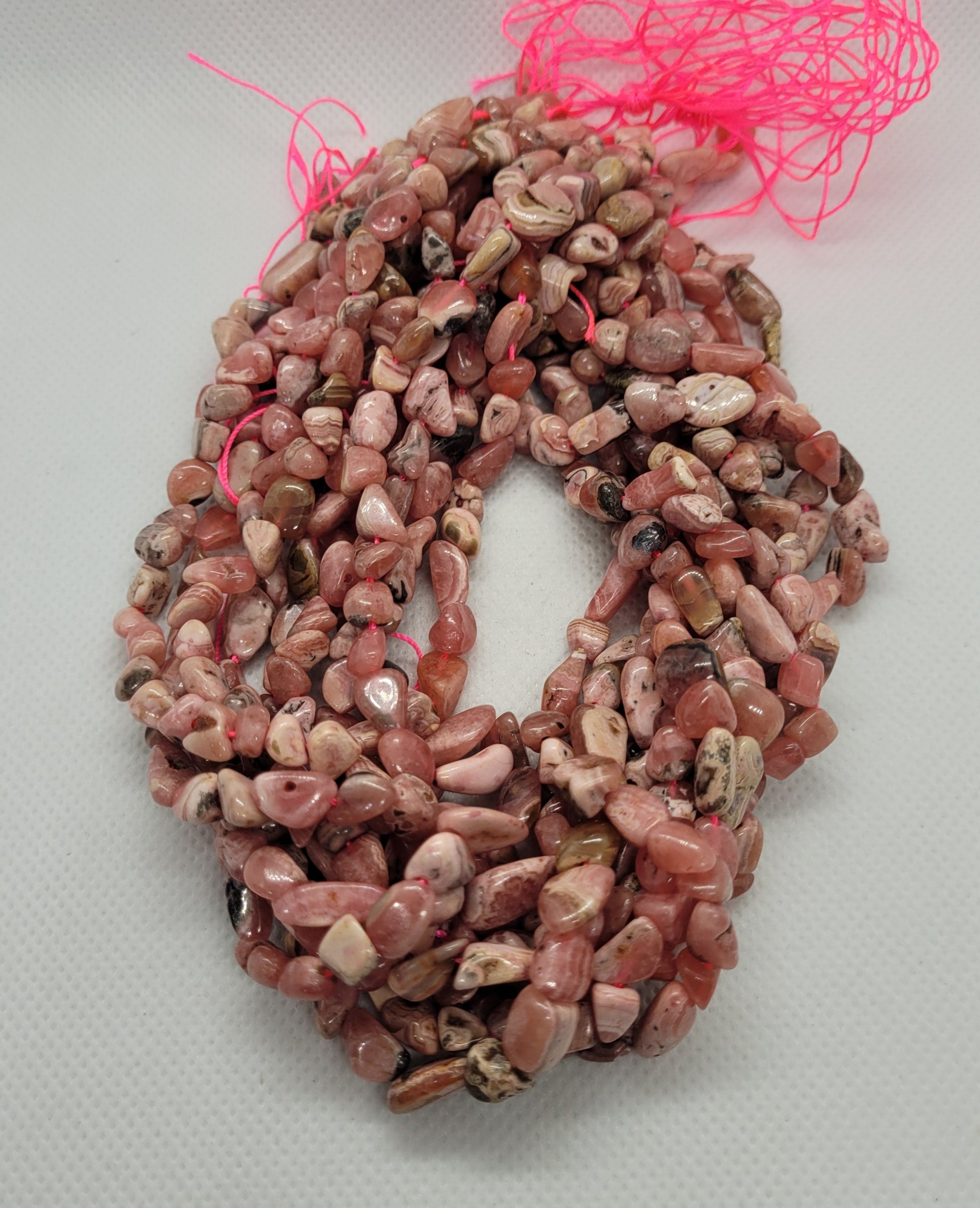 Natural Rhodochrosite Beads, Unique Beads, Tumbled, 1 strand, 5~11x5~8x3~6mm, Hole: 0.8mm, about 52pcs/Strand, about 15 inch strand (40.5cm)