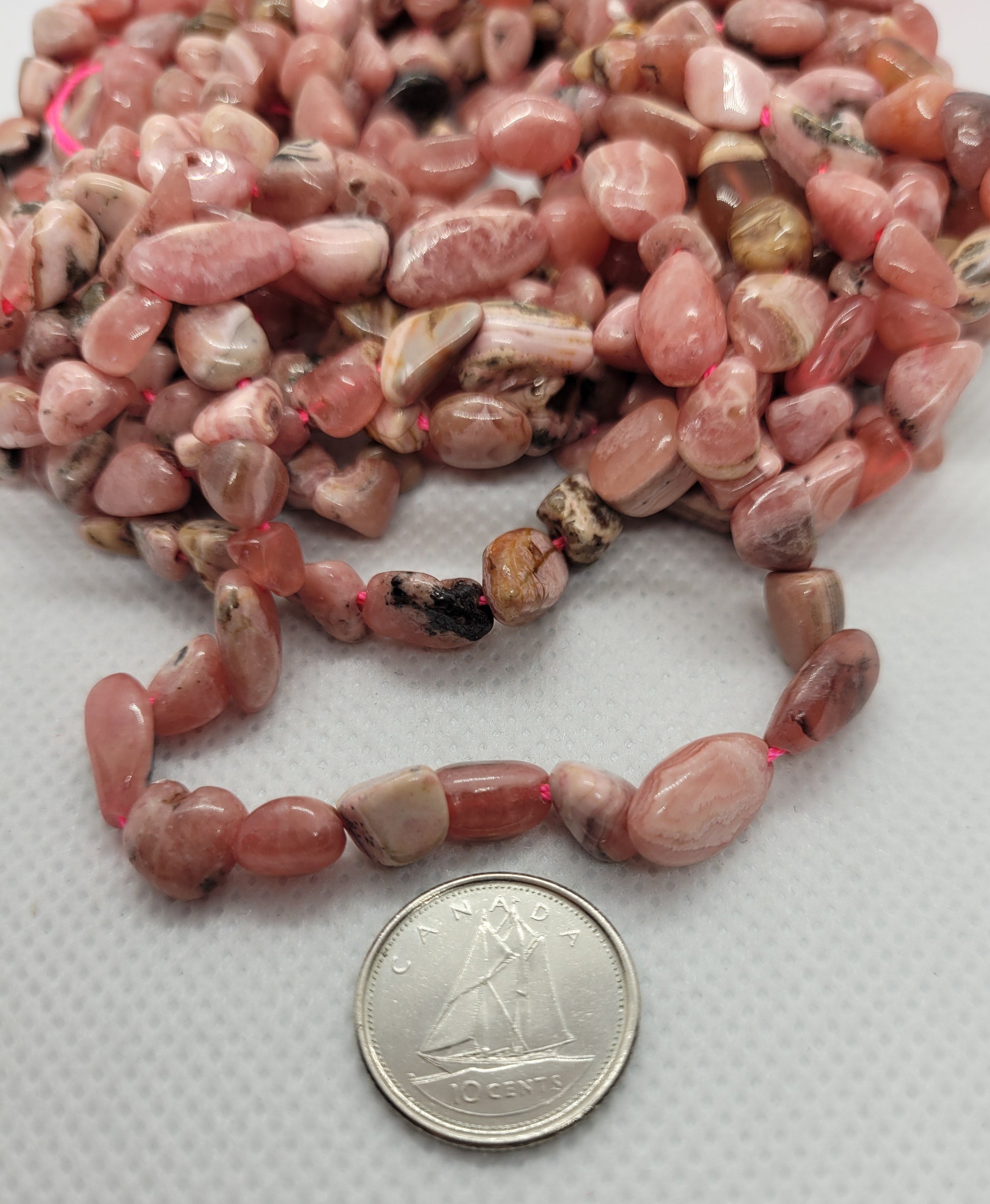 Natural Rhodochrosite Beads, Unique Beads, Tumbled, 1 strand, 5~11x5~8x3~6mm, Hole: 0.8mm, about 52pcs/Strand, about 15 inch strand (40.5cm)
