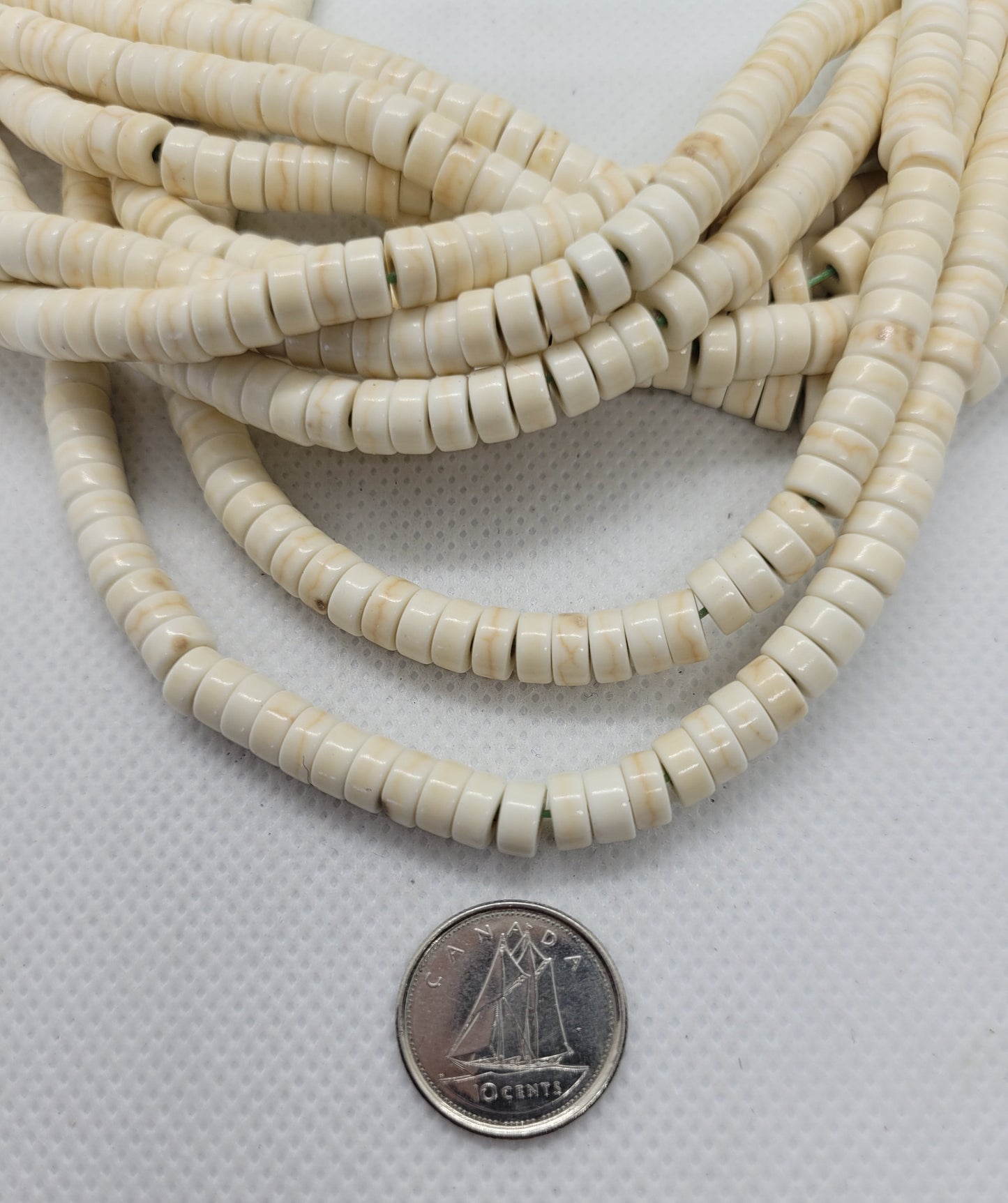 Turquoise Beads, 6mm Heishi Disc, 1 strand, Flat Round, Dyed, Synthetic, Antique White, 6x3mm, Hole 1mm, approx 130pcs per strand, about 15"