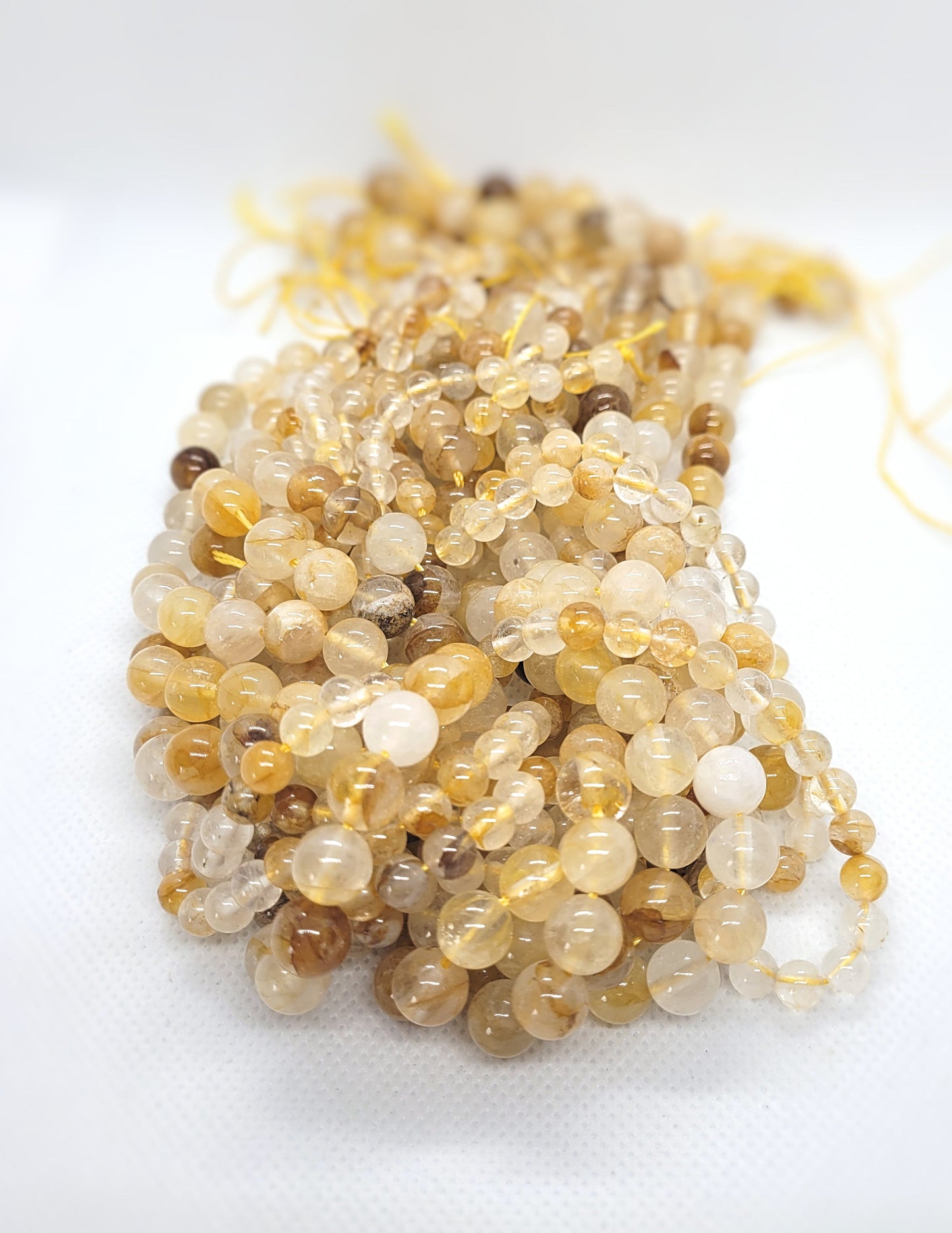 Natural Golden Hematoid Quartz, Golden Healer Quartz, Round, Polished, 1 strand, 6 or 8mm, Hole 1mm, 15" strand, see description for details