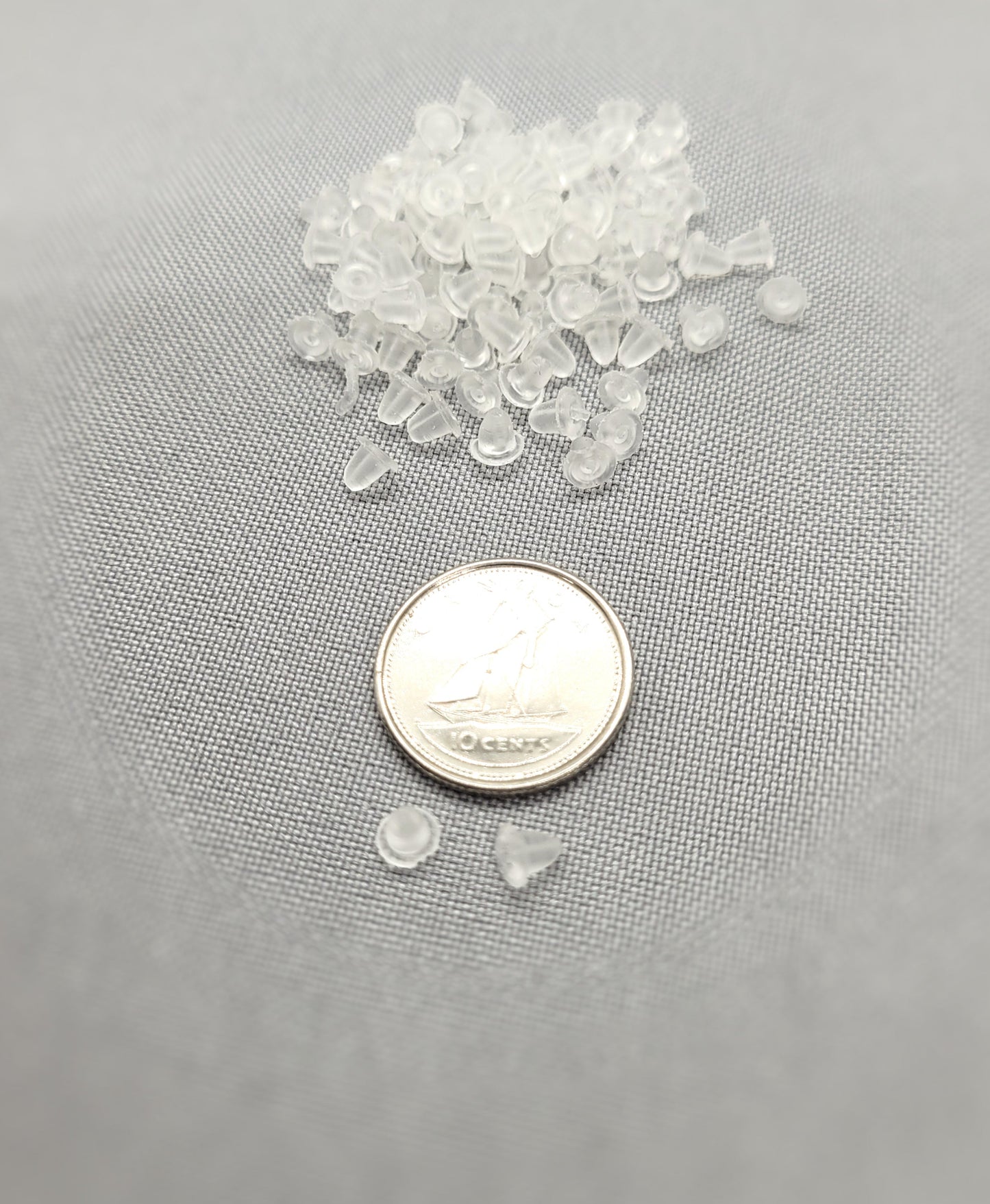 Silicone Earring Backs, Ear Nuts, Round or Flower shape, 100 pcs, Translucent White, Flexible Silicone, Hole 0.7mm, See sizes in description