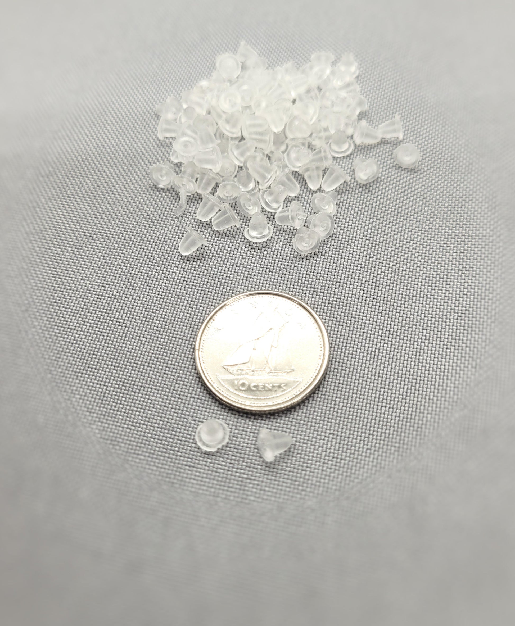 Silicone Earring Backs, Ear Nuts, Round or Flower shape, 100 pcs, Translucent White, Flexible Silicone, Hole 0.7mm, See sizes in description